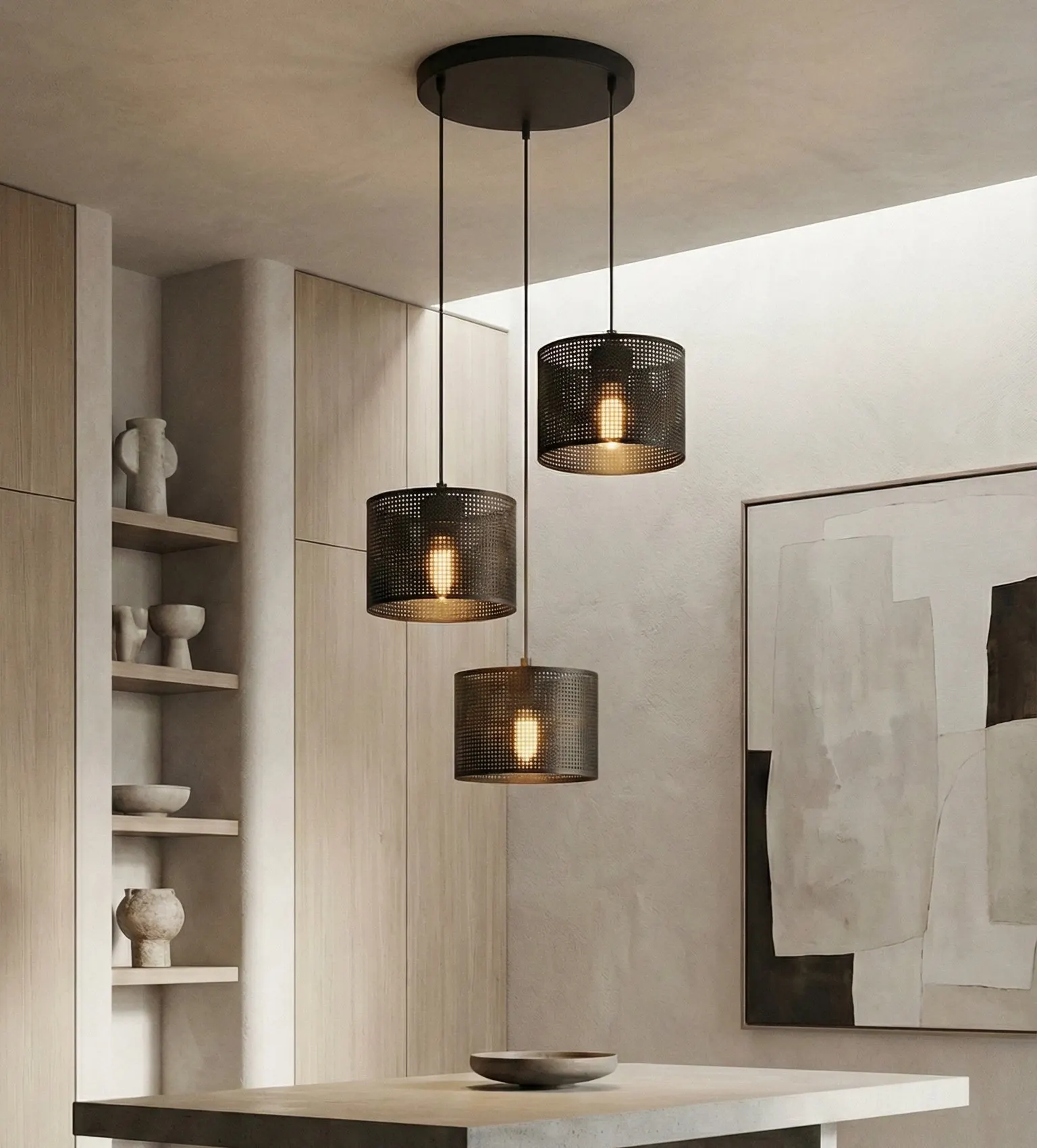 lampa wisząca, kinkiety, metalowa perforowana, czarna, ?