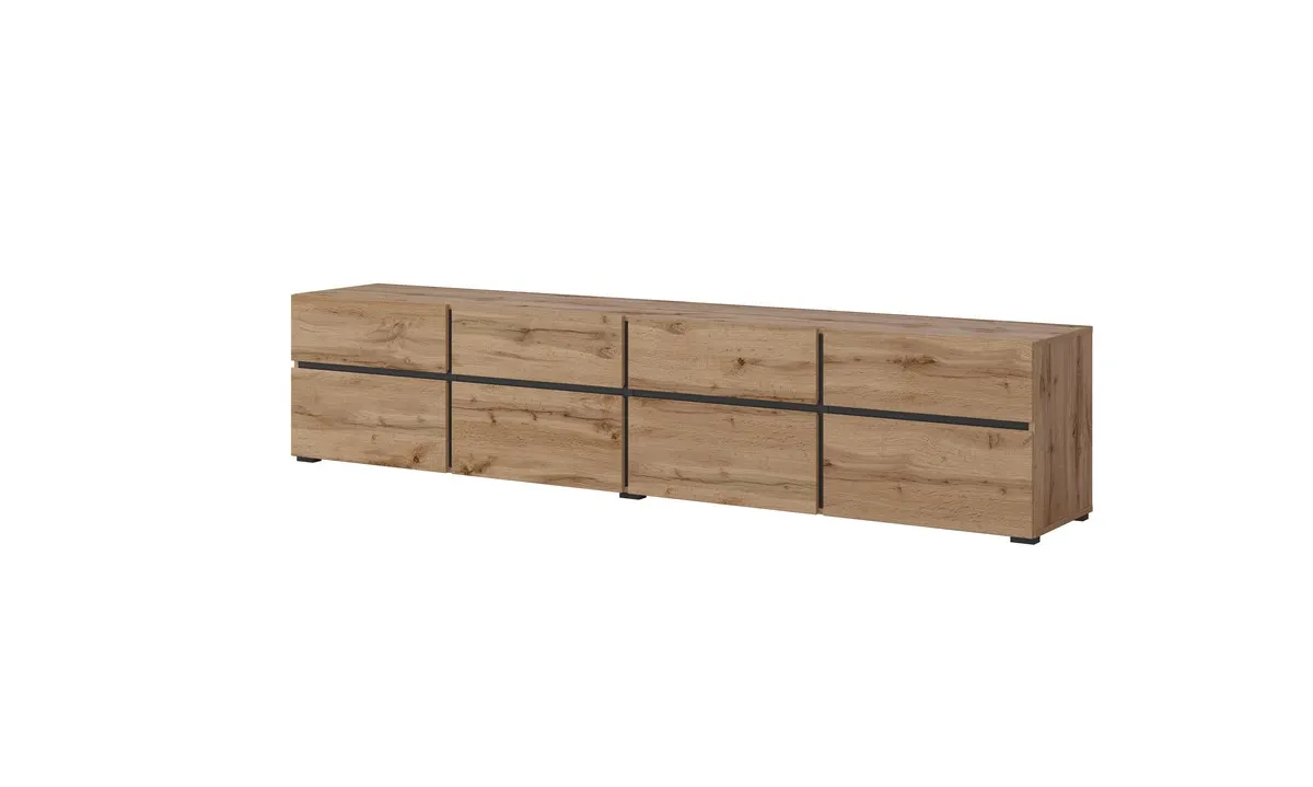 Szafka RTV 4-drzwiowa z 4 szufladami CROSS 225 cm dąb wotan