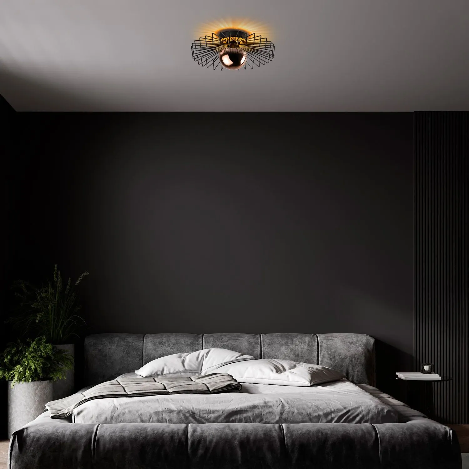 Żyrandol plafon ażurowy KAYA M czarny złoty - ASI_892OPV2432