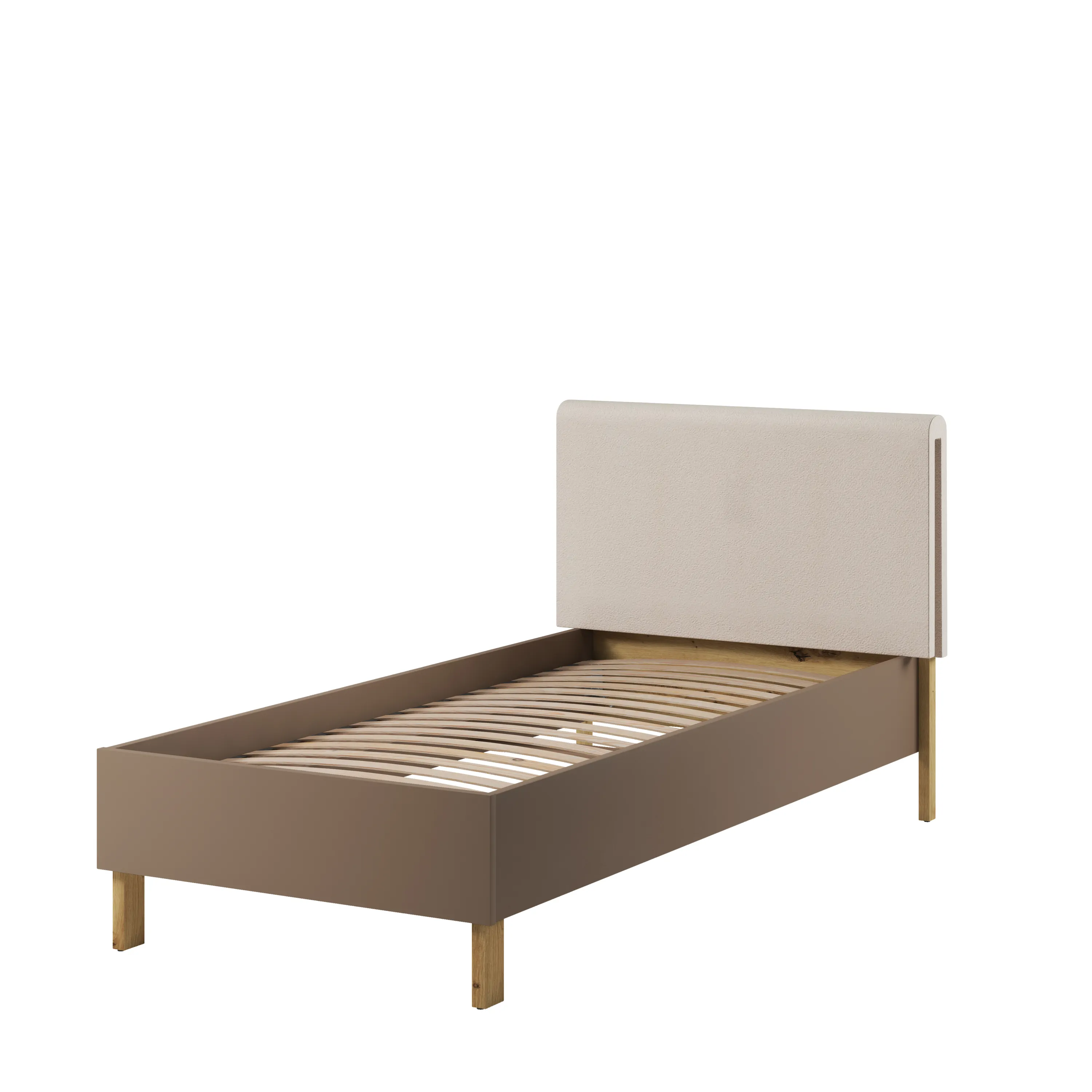 Łóżko ze stelażem Lenny LY-10 90x200 dąb artisan/beż - LY10ABT