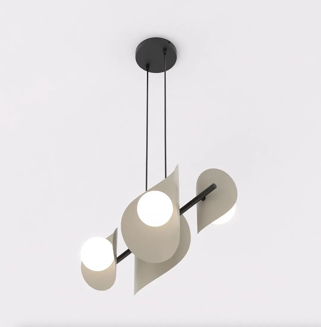 Lampa wisząca metalowa ELEMENTI 4 beżowa — zdjęcie 2