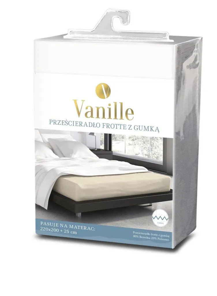 Prześcieradło frotte z gumką VANILLE 220X200+25 bawełna 80% biały - FARO_20546