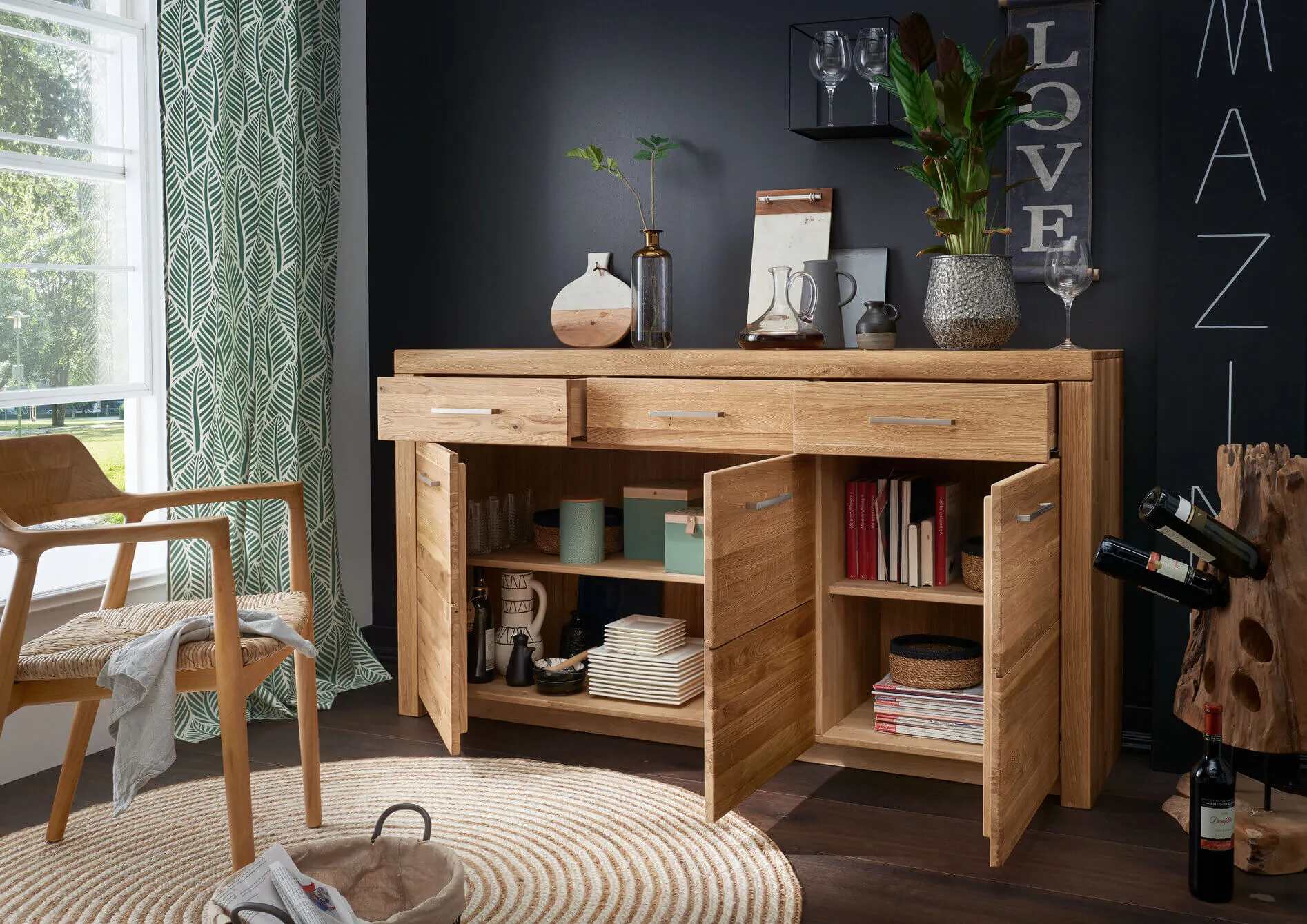 Komoda dębowa DOVE 3-drzwiowa z 3 zufladami 170x92 - GK_1031690801