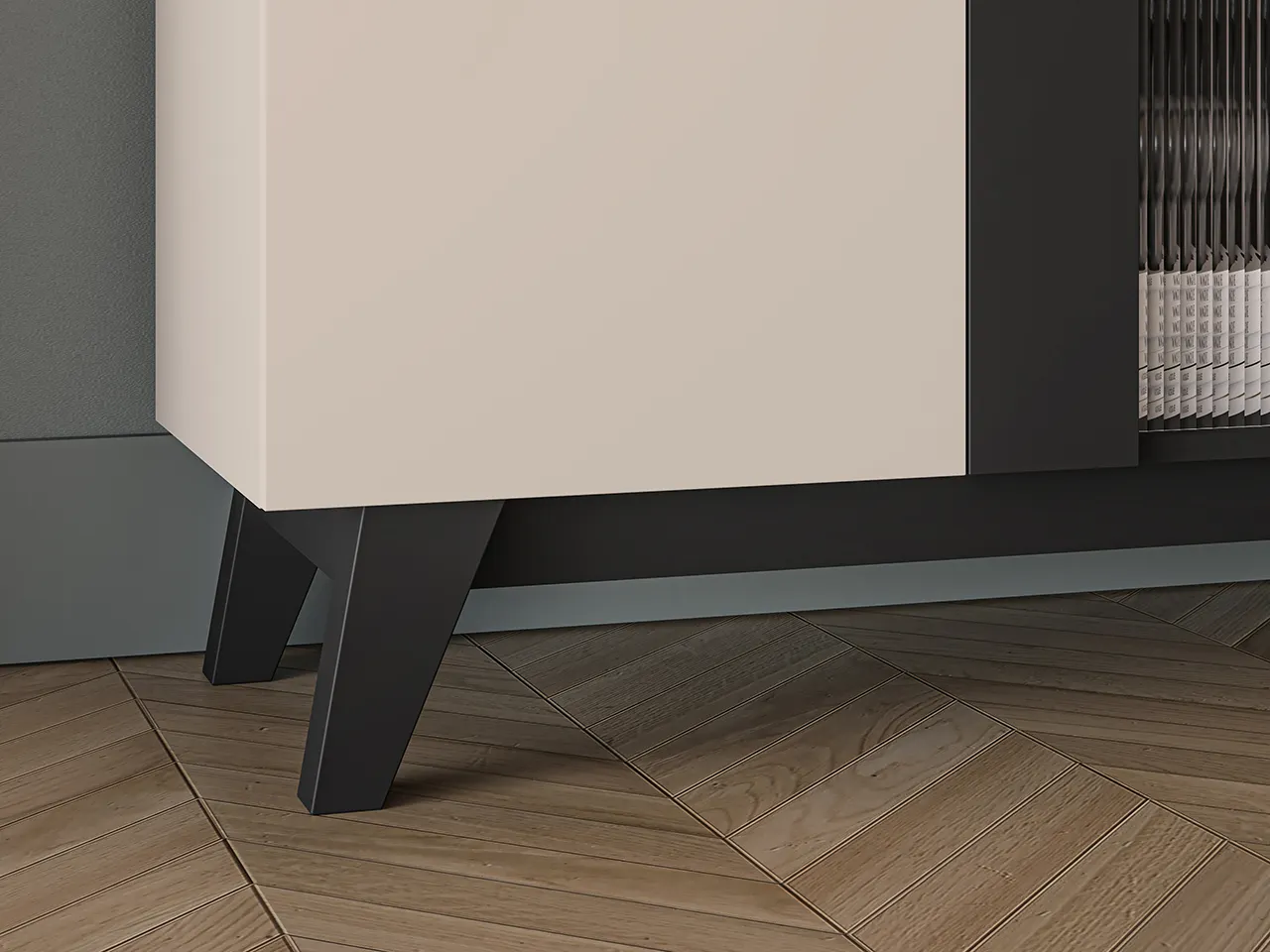 Witryna szklana 2-drzwiowa FRESHION 155 cm beżowo-czarna - 1FRES02-001