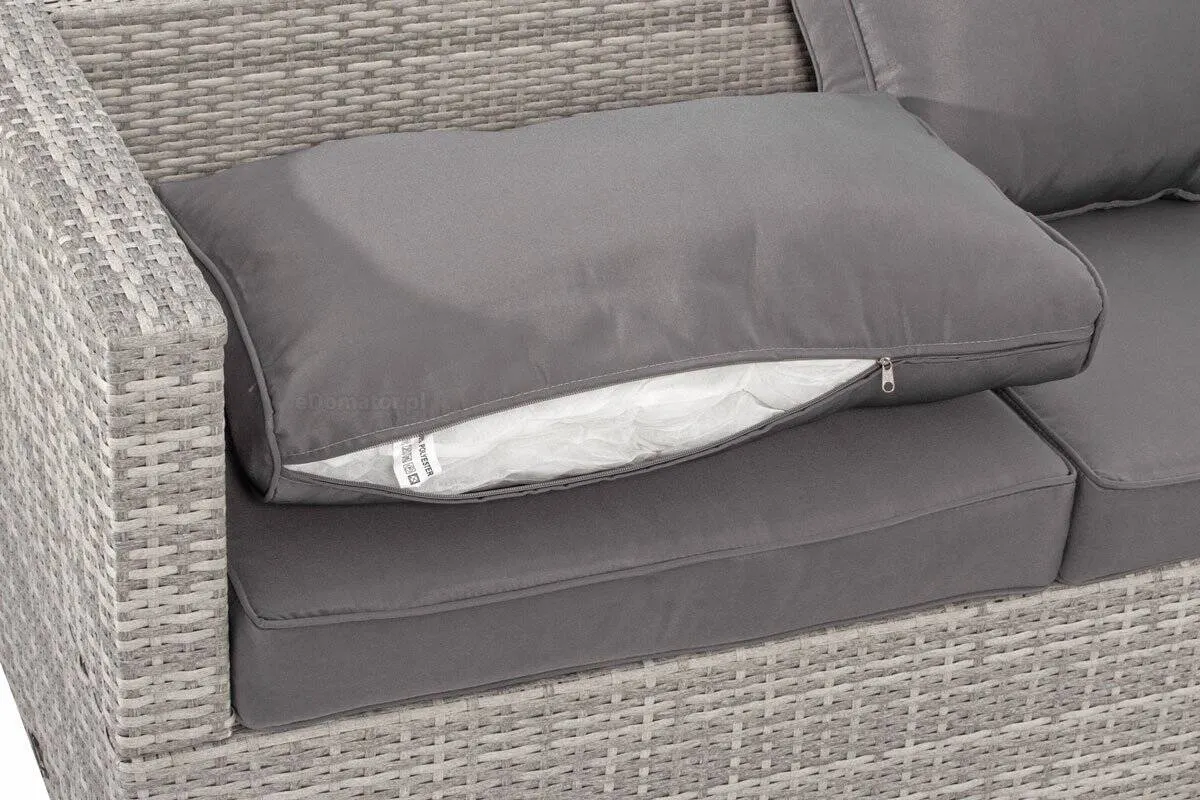 Fotel ogrodowy z poduszkami MALAGA technorattan szary - FE5906948118188