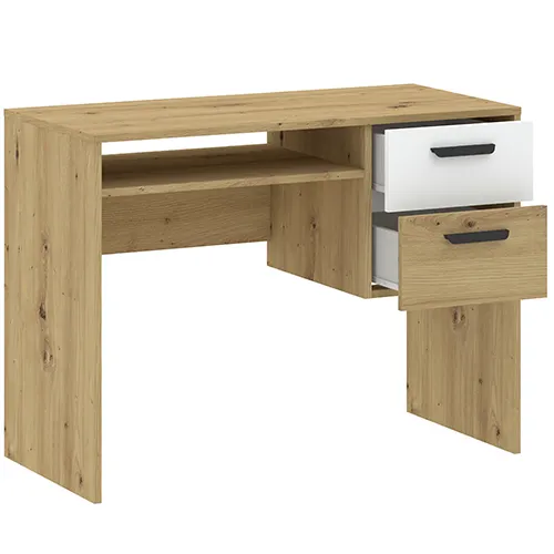 Biurko z 2 szufladami i półką BASIC TWO 50x100cm dąb artisan bały - INT_5003618