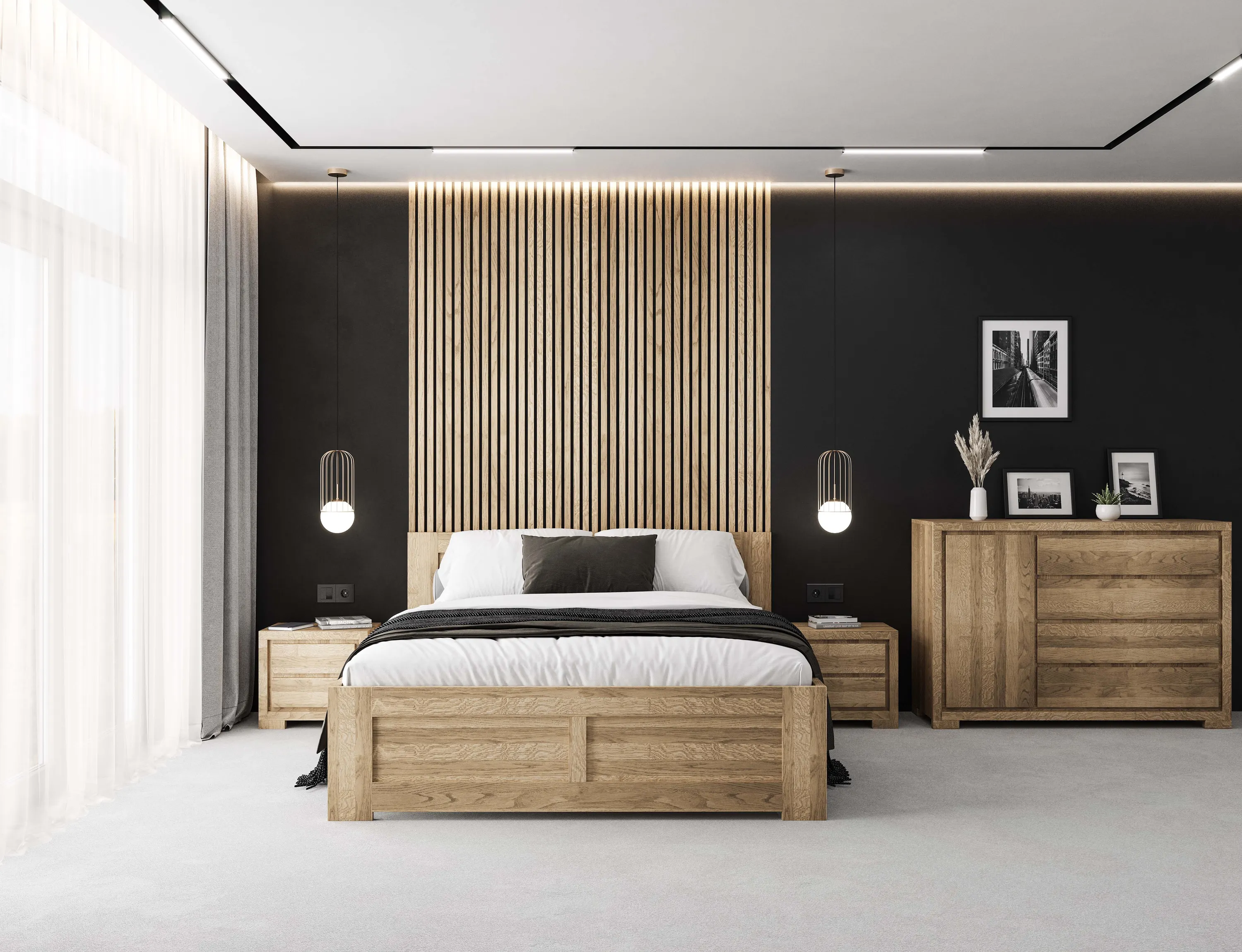 Wewnątrz, Projektowanie wnętrz, Panele drewniane, Lampa, Roślina