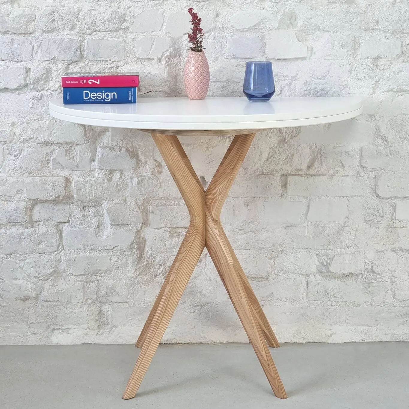 Stół półokrągły rozkładany JUBI śr. 90cm jasnoszary — zdjęcie 6