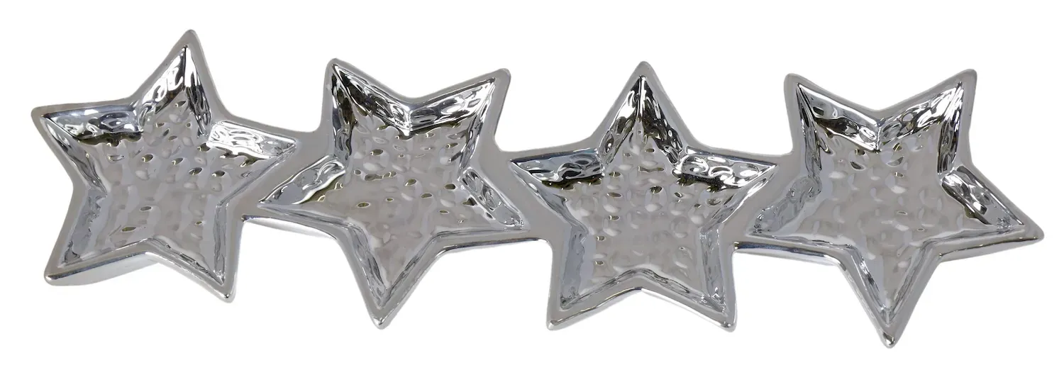 ŚWIECZNIK ceramiczny GWIAZDKI srebrny ŚWIECZNIK ceramiczny GWIAZDKI srebrny