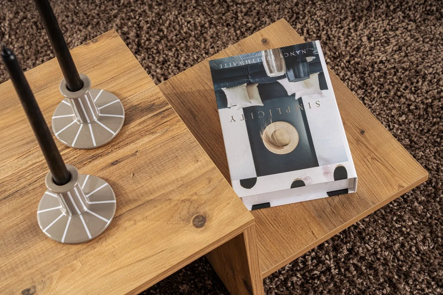 Stolik kawowy z boczną półką HARMONY 40x80 kolor sosna atlantycka - ASI_241NRD1225