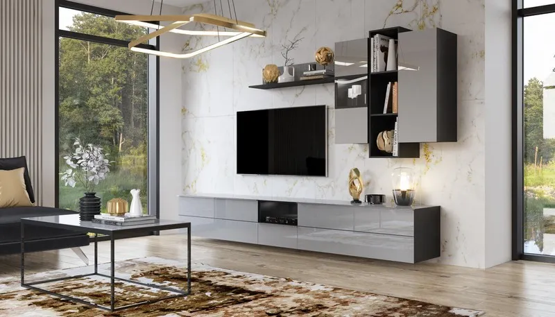 Komoda RTV HELIO 39 szara czarna 80x50x48cm - 24WXJW39