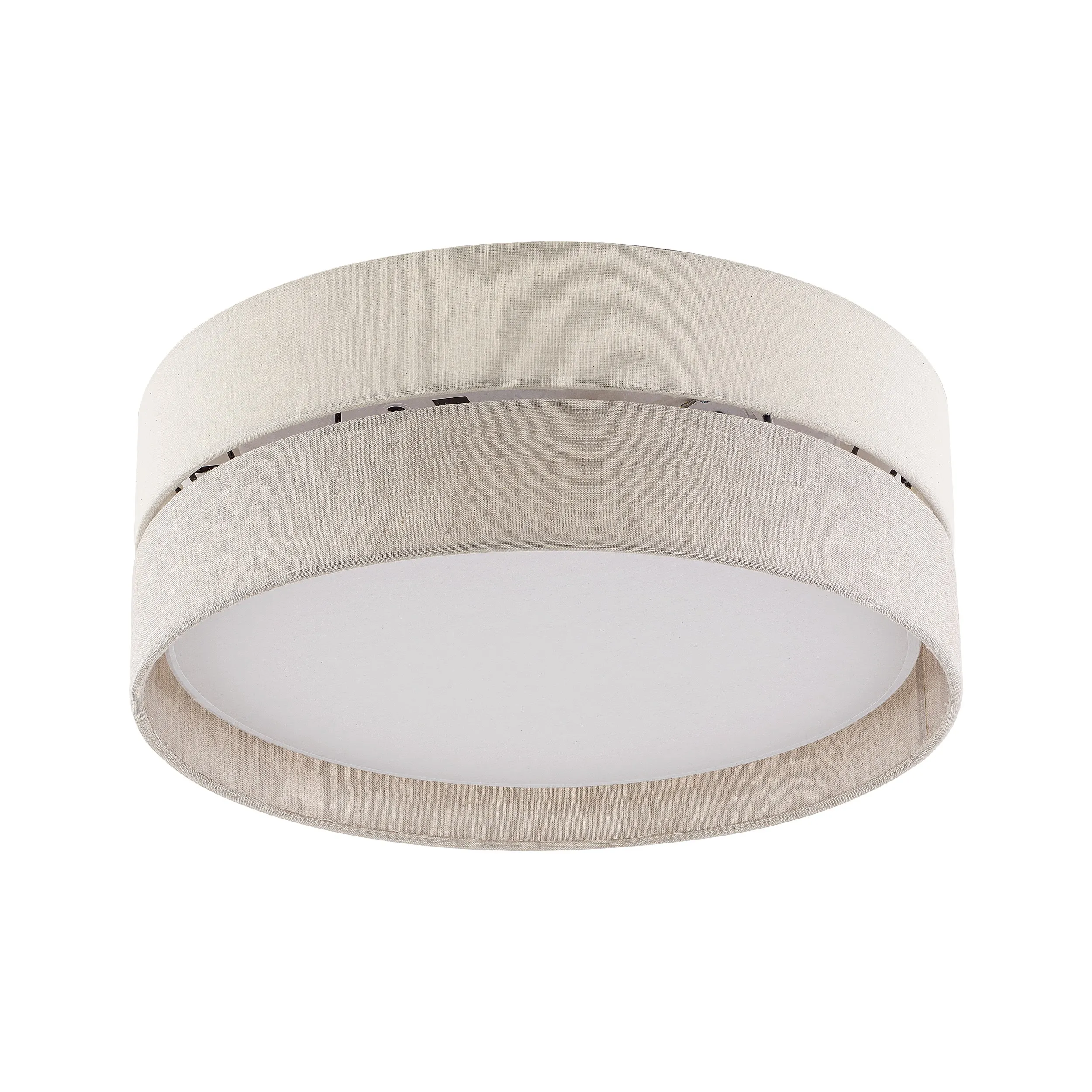 Lampa sufitowa ECO beżowa z tkaniny biały klosz 45x18cm