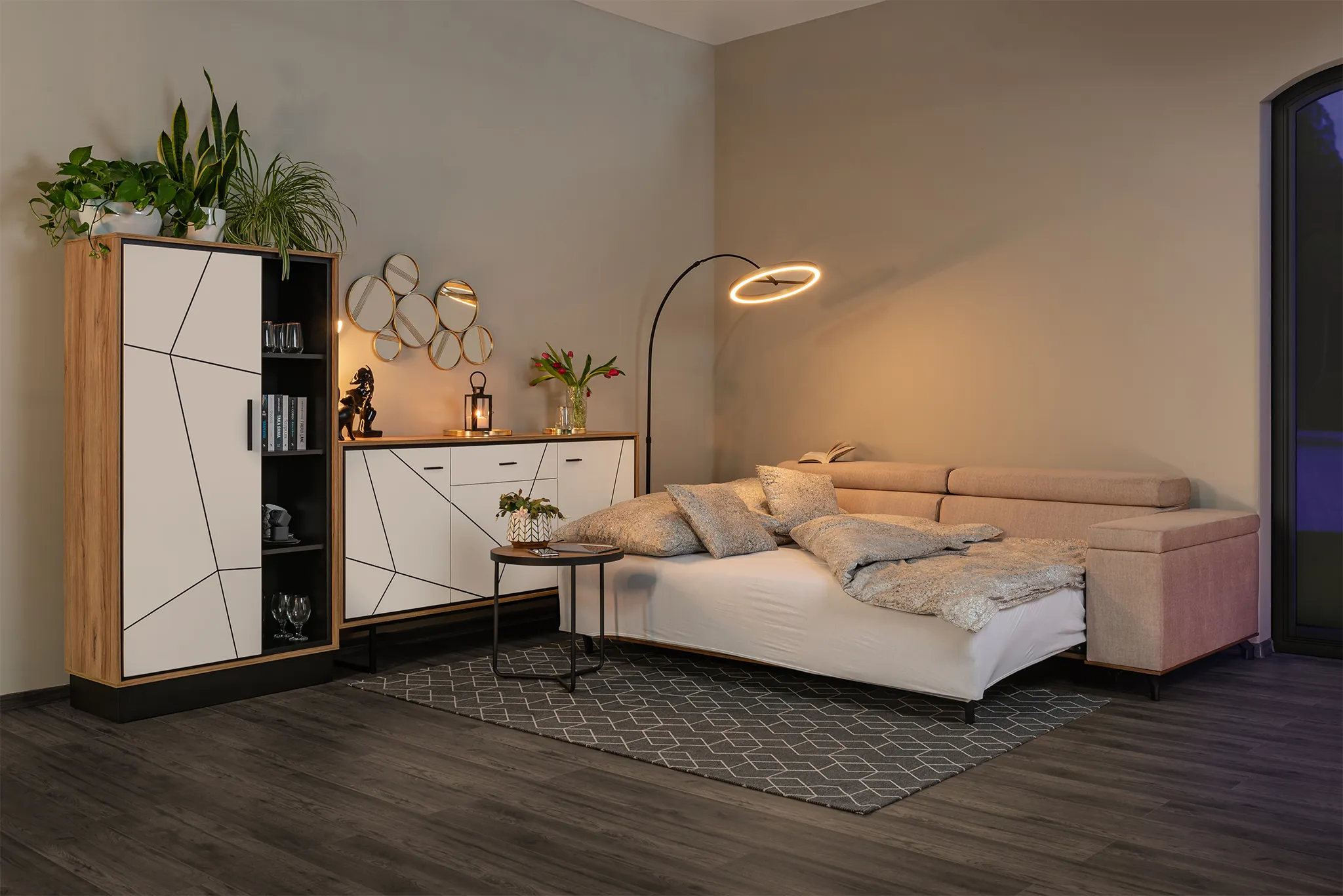 BROLO BROK04 KOMODA 3D1S DĄB CATANIA /CZARNA PERŁA/MDF BIAŁY HG — zdjęcie 9
