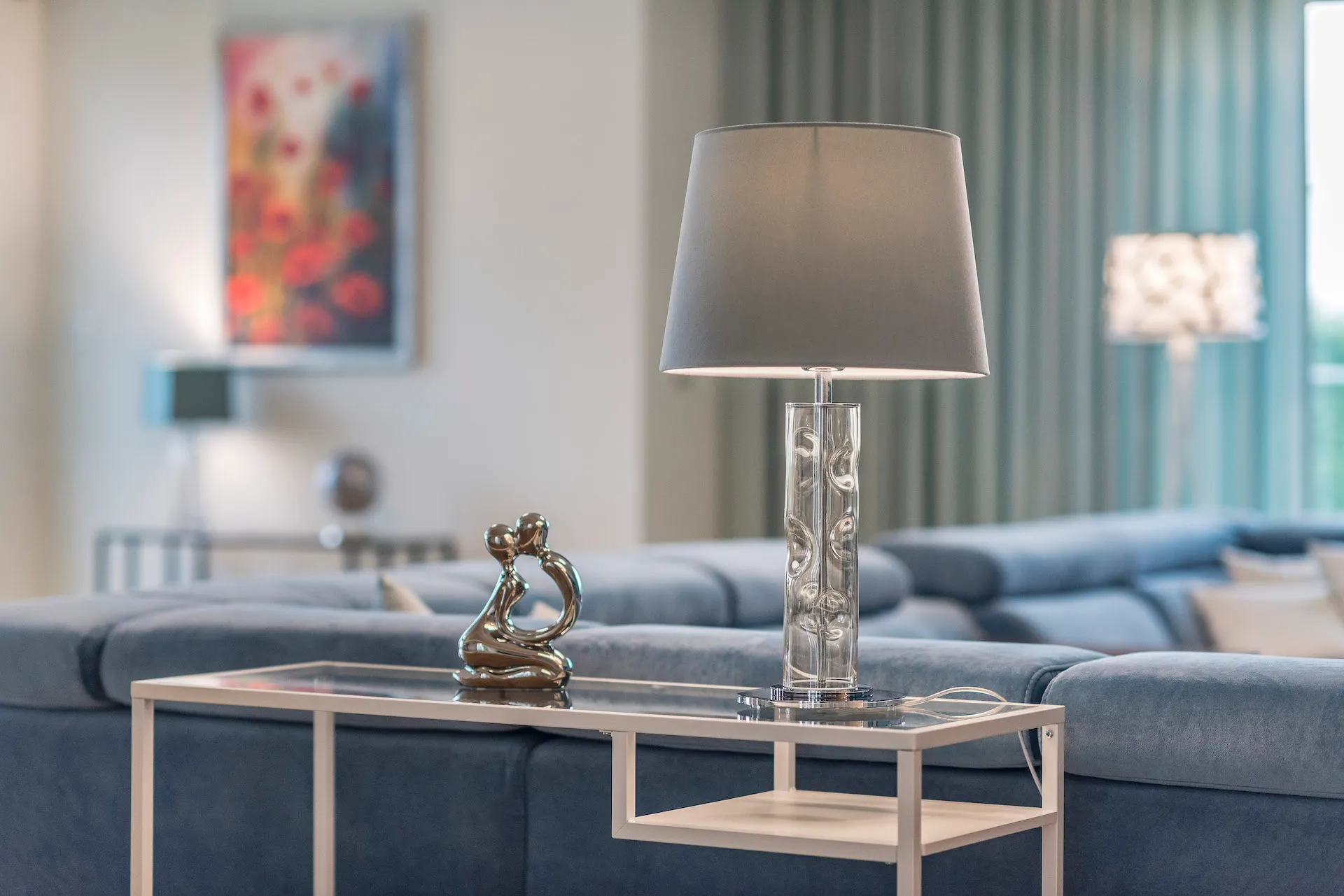 Lampa stołowa NANCY transparentna chromowana szara 60x35cm - 3844