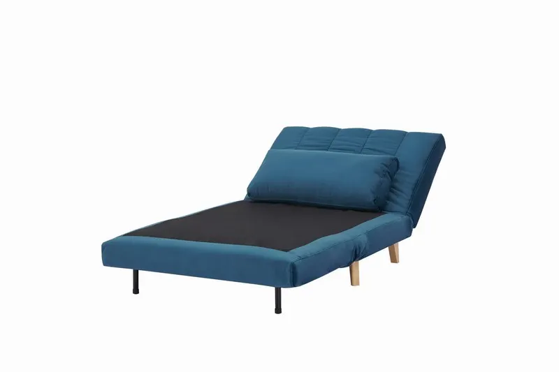 Fotel rozkładany BILLY VELVET niebieski tap.188/buk - BILLYVN