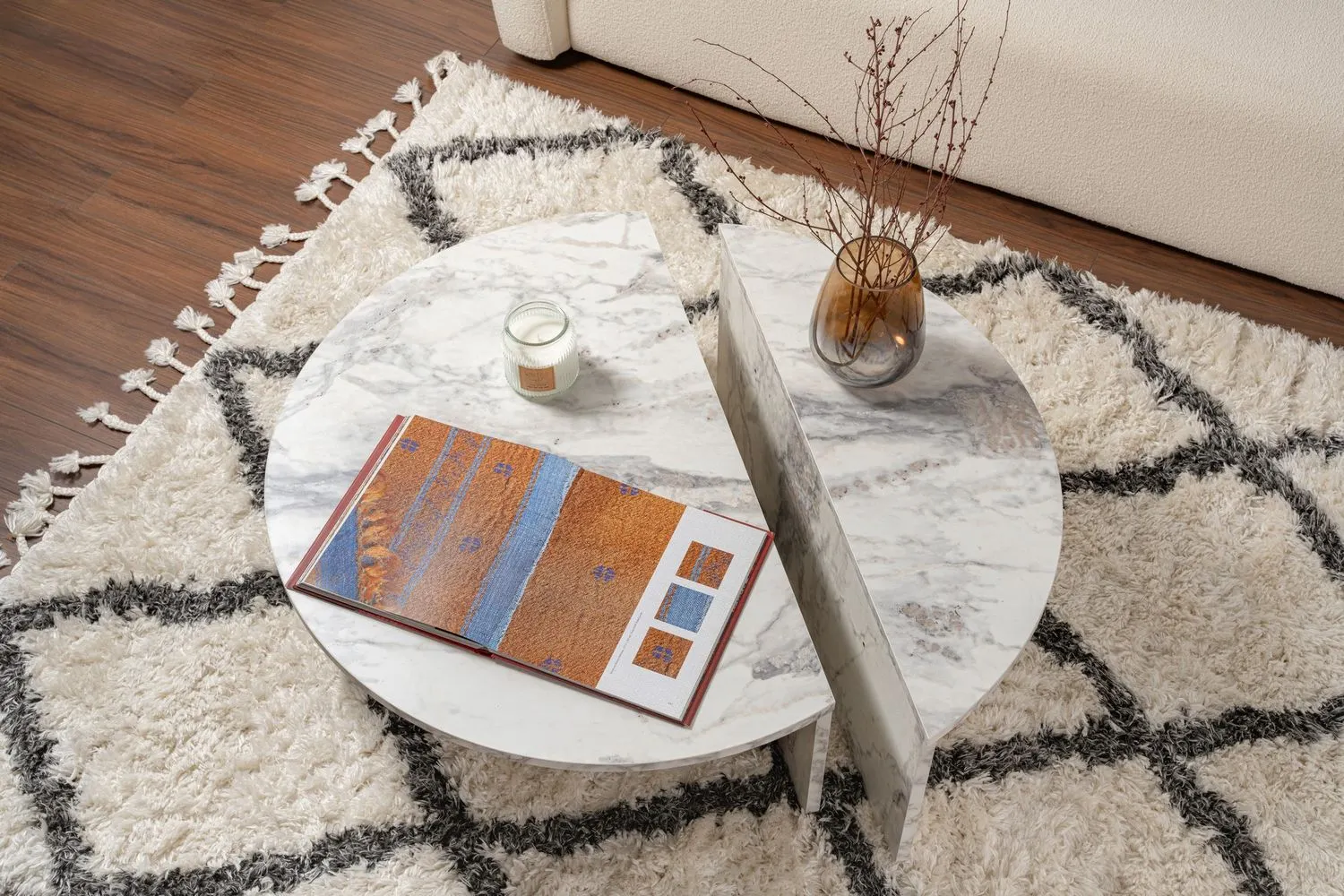 Stolik kawowy 2-elementowy ORION cm efekt marmuru - ASI_241NRD1203