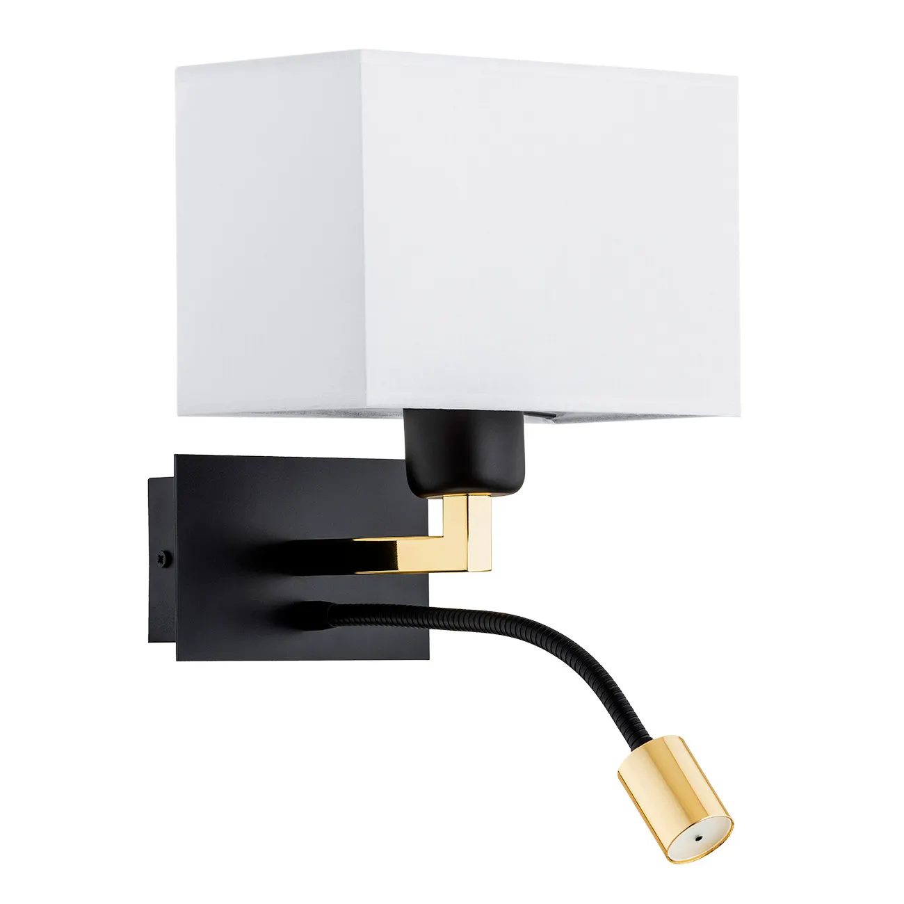 Kinkiet BILL biały czarny matowy mosiądz biały klosz regulowana lampka do czytania - 1051