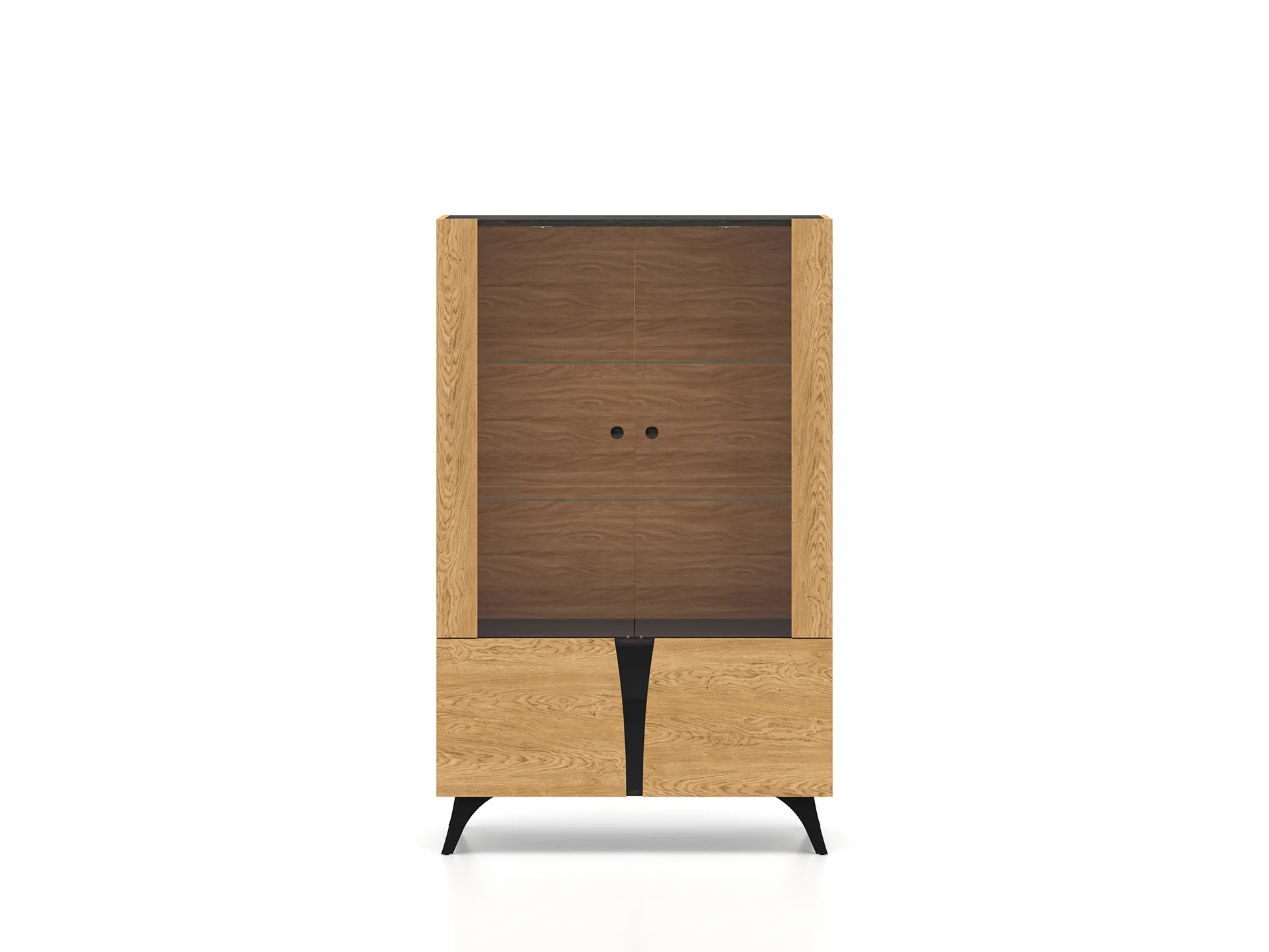 Witryna niska 2-drzwiowa TOSCANIA 03 dąb baltic dune jesion prestige czarny - 1TOSC03-001