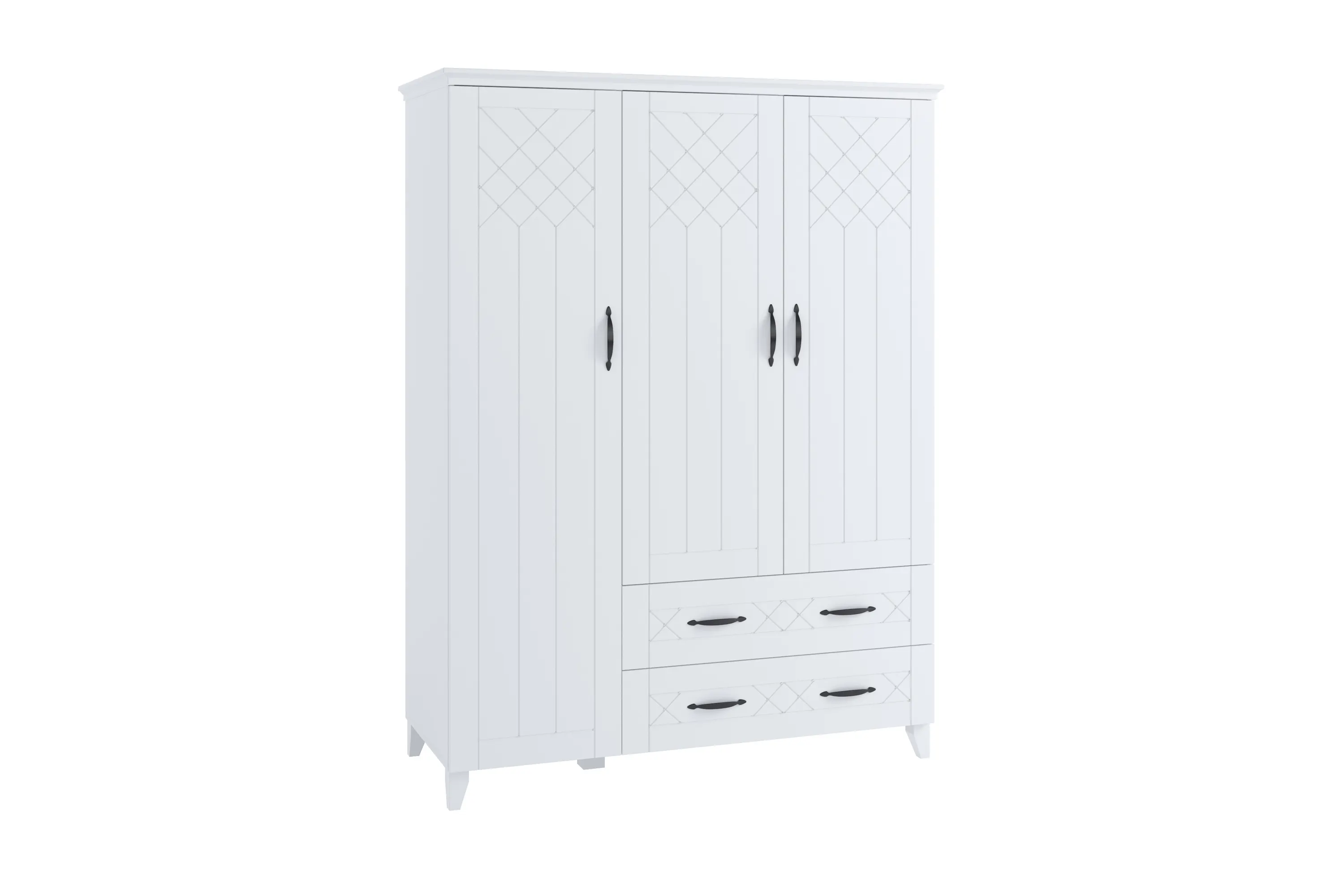 Szafa 3-drzwiowa z szufladami CLASSIC 140x185 biała