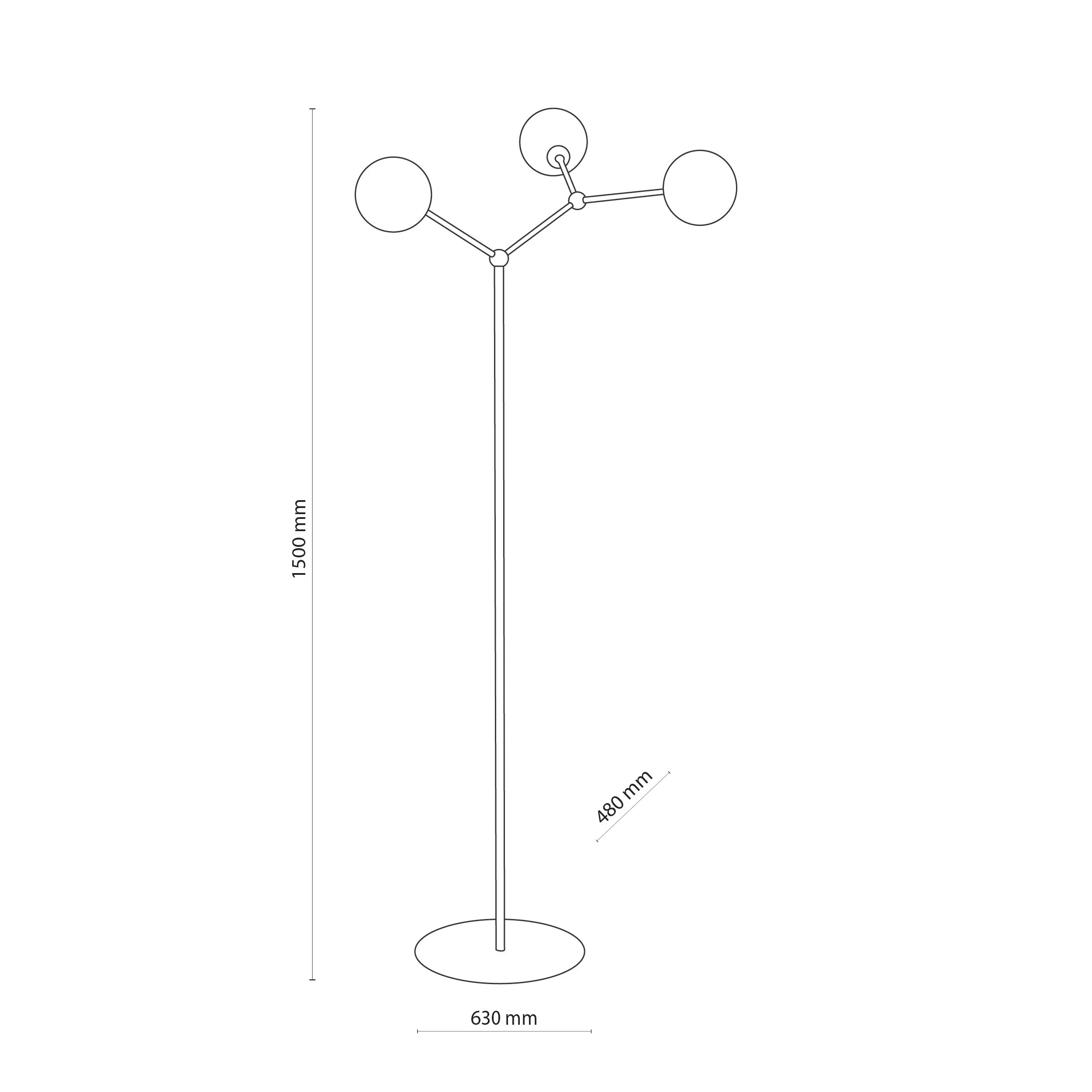 Lampa podłogowa FAIRY złota z białymi szklanymi okrągłymi kloszami na białej metalowej podstawie 150x63x48cm - TK_5438