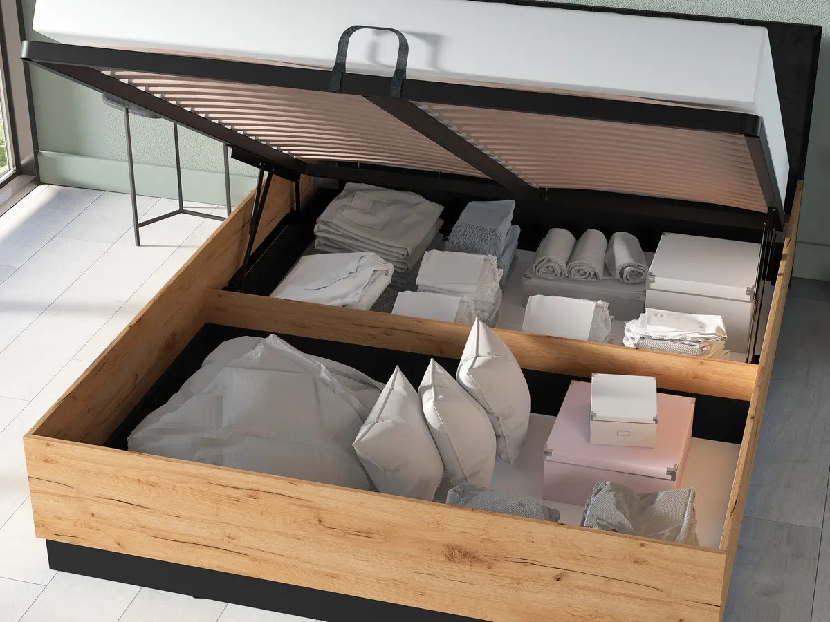 Łóżko z podnoszonym stelażem 160x200 URSO 1401 craft złoty-czarny - 1URSO1401-001