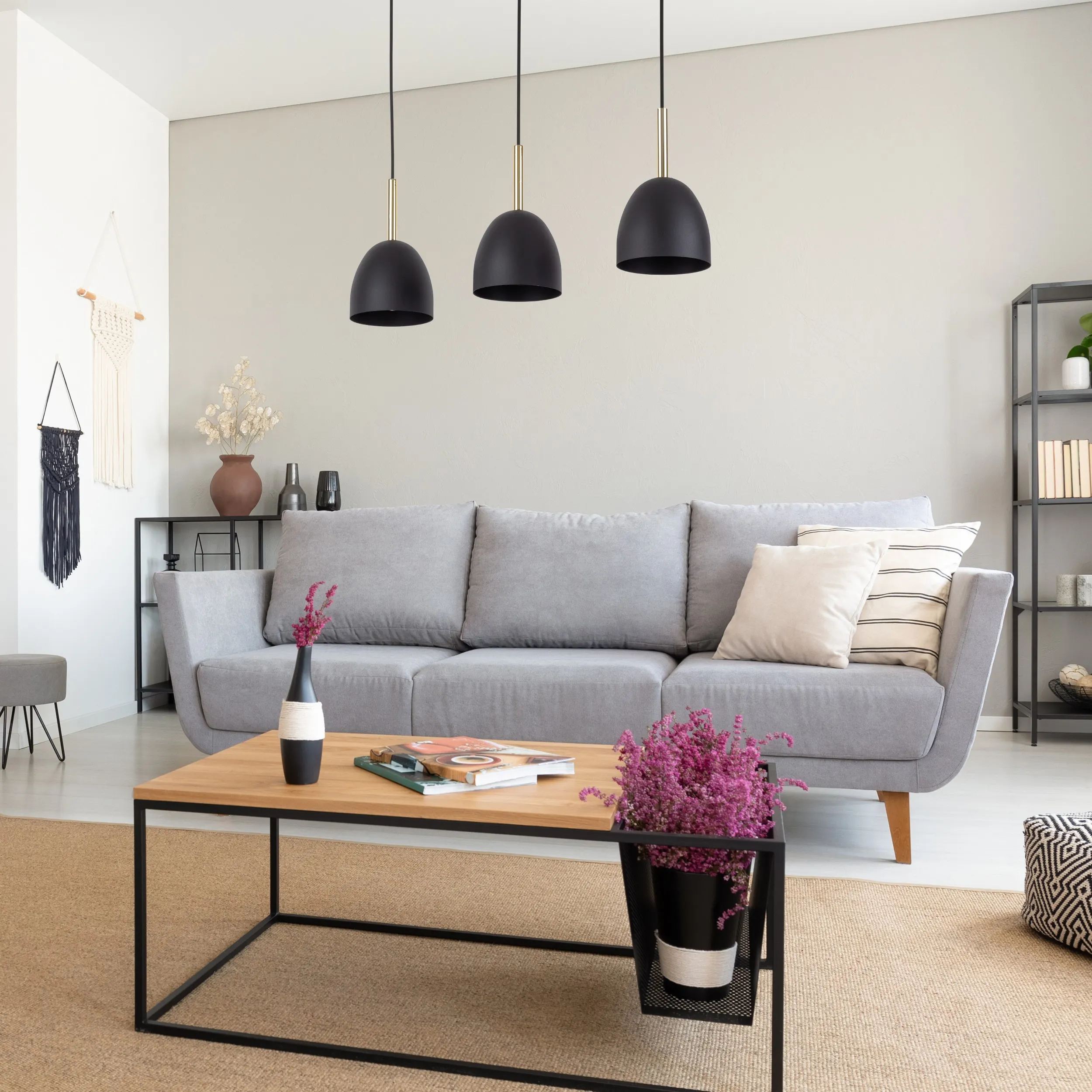 Lampa wisząca NORD czarna ze złotym elementem 155x13cm - TK_4870