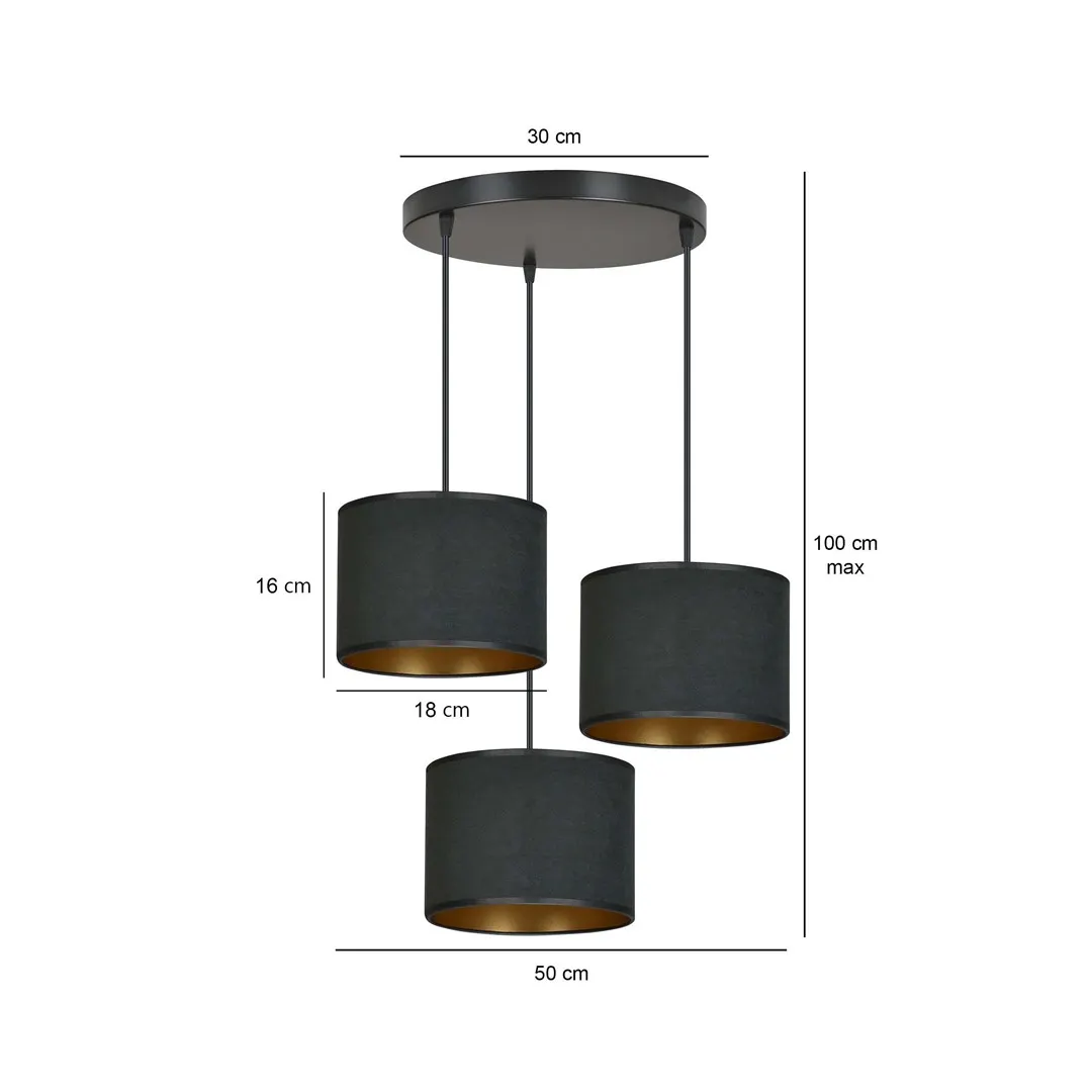 Lampa wisząca HILDE 3 PREM czarny — zdjęcie 5