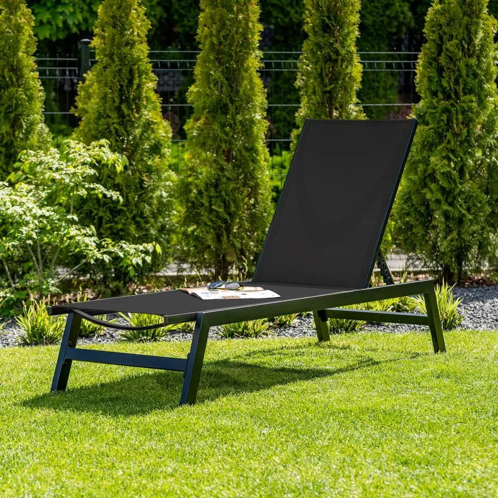 Leżak ogrodowy LORD 60 regulacja oparcia czarny - MI_5905610252441