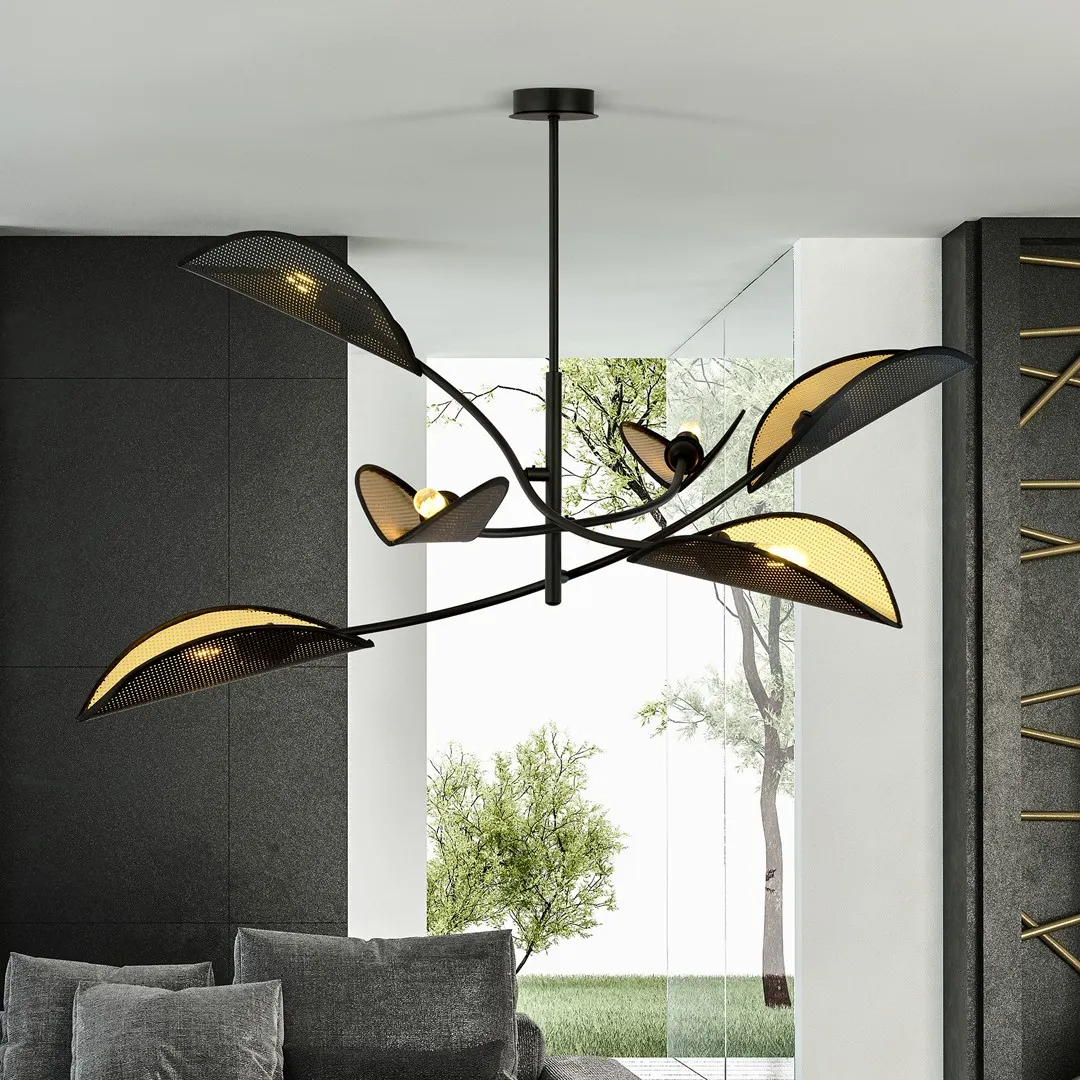 Lampa wisząca LOTUS 6 czarny złoty — zdjęcie 5