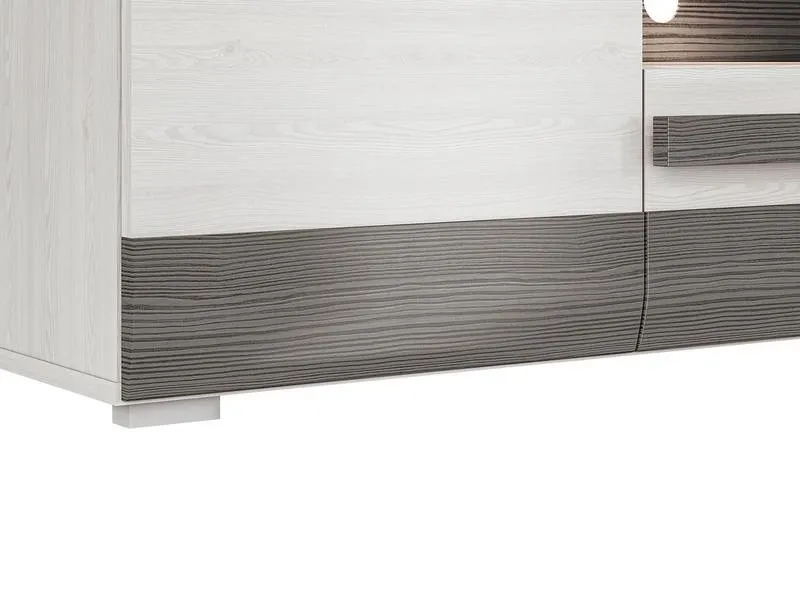 Szafka RTV 2-drzwiowa ze szklaną półką i szufladą Blanco 09 sosna śnieżna 165 cm - 1BLAN0901-001