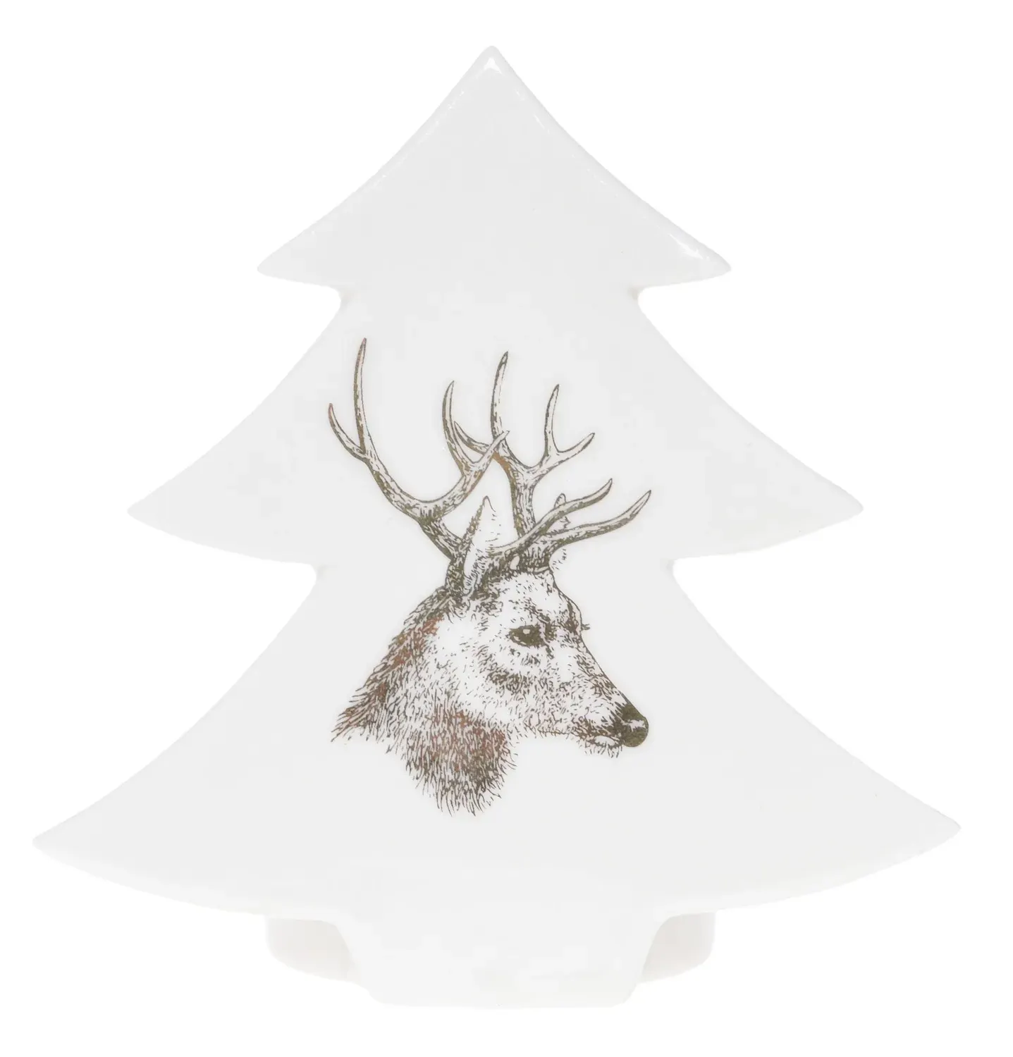 Świecznik porcelanowy CHOINKA Z RENIFEREM biały Świecznik porcelanowy CHOINKA Z RENIFEREM biały