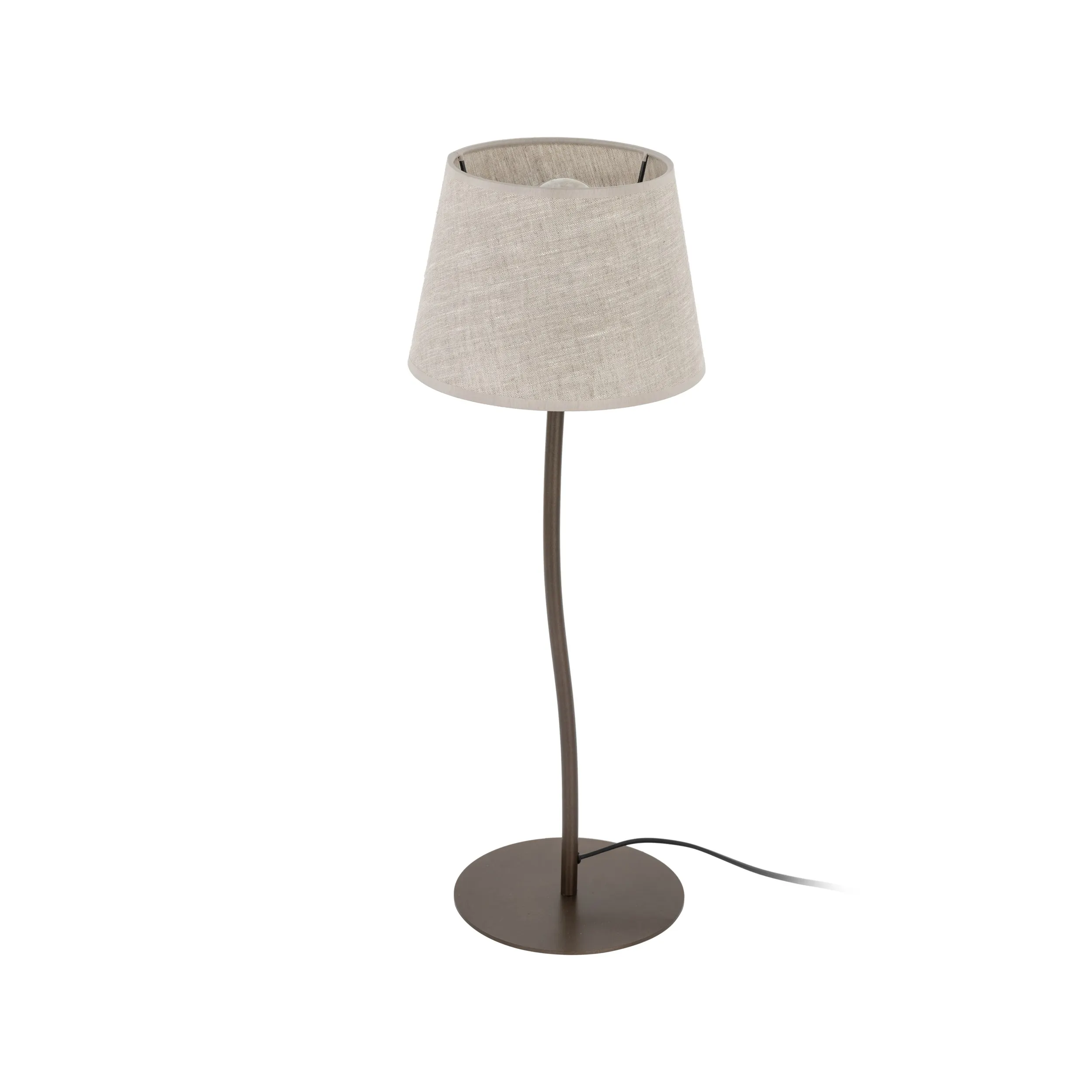 Lampa nocna NICOLA czarna z brązowym abażurem z tkaniny 37x20cm