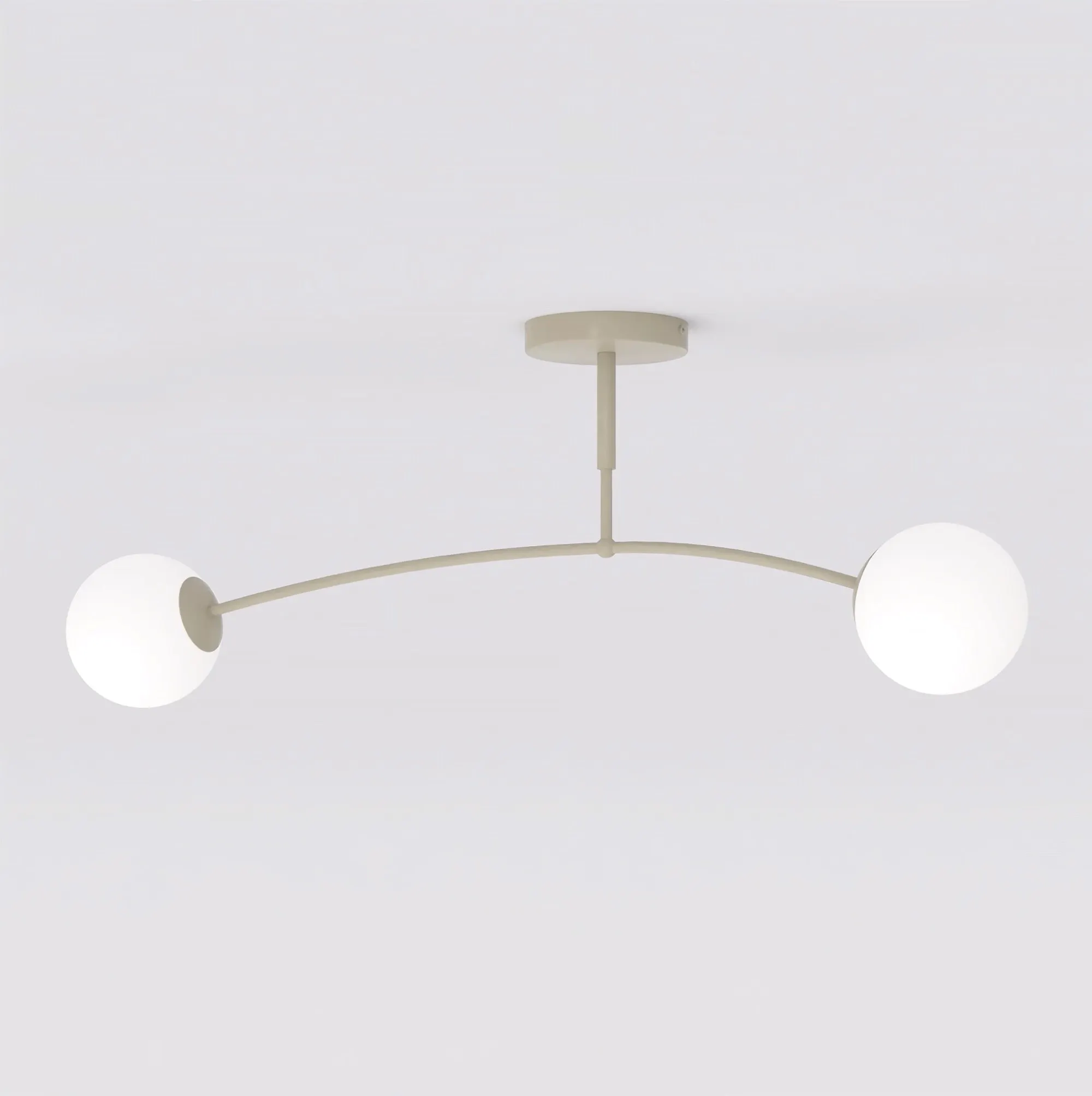 image lampa sufitowa, kula szkła, podwójna kulowa, bieżące światło, metalowa belka