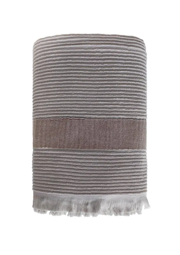 Ręcznik z frędzlami frotte FALA 50x90 gramatura 500 szary - FARO_30578