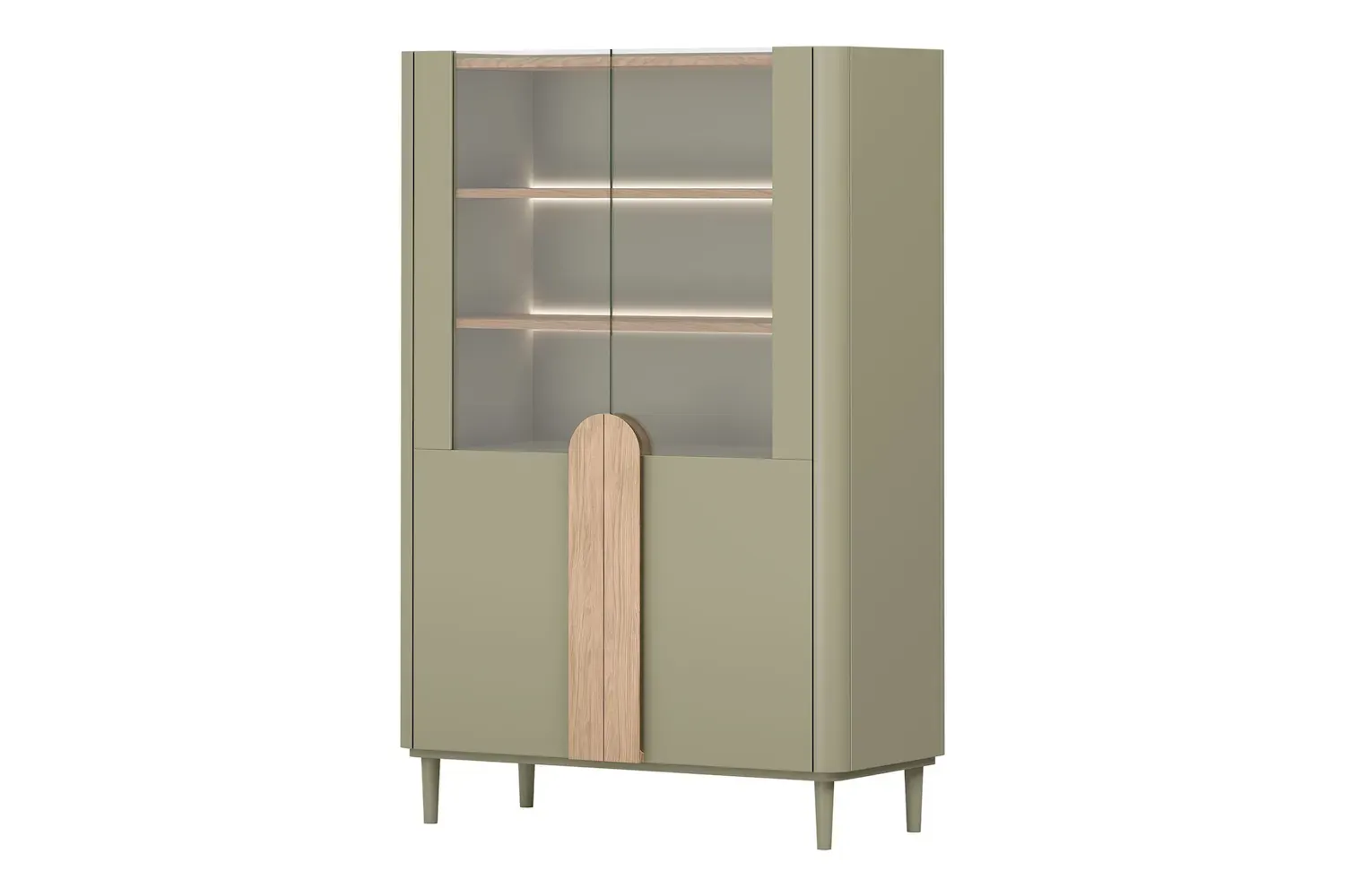 Witryna 2-drzwiowa AMILIO 100 oświetlenie LED - eukaliptus dąb baltic dune uchwyty dąb naturalny nogi eukaliptus Witryna 2-drzwiowa AMILIO 100 oświetlenie LED - eukaliptus dąb baltic dune uchwyty dąb naturalny nogi eukaliptus