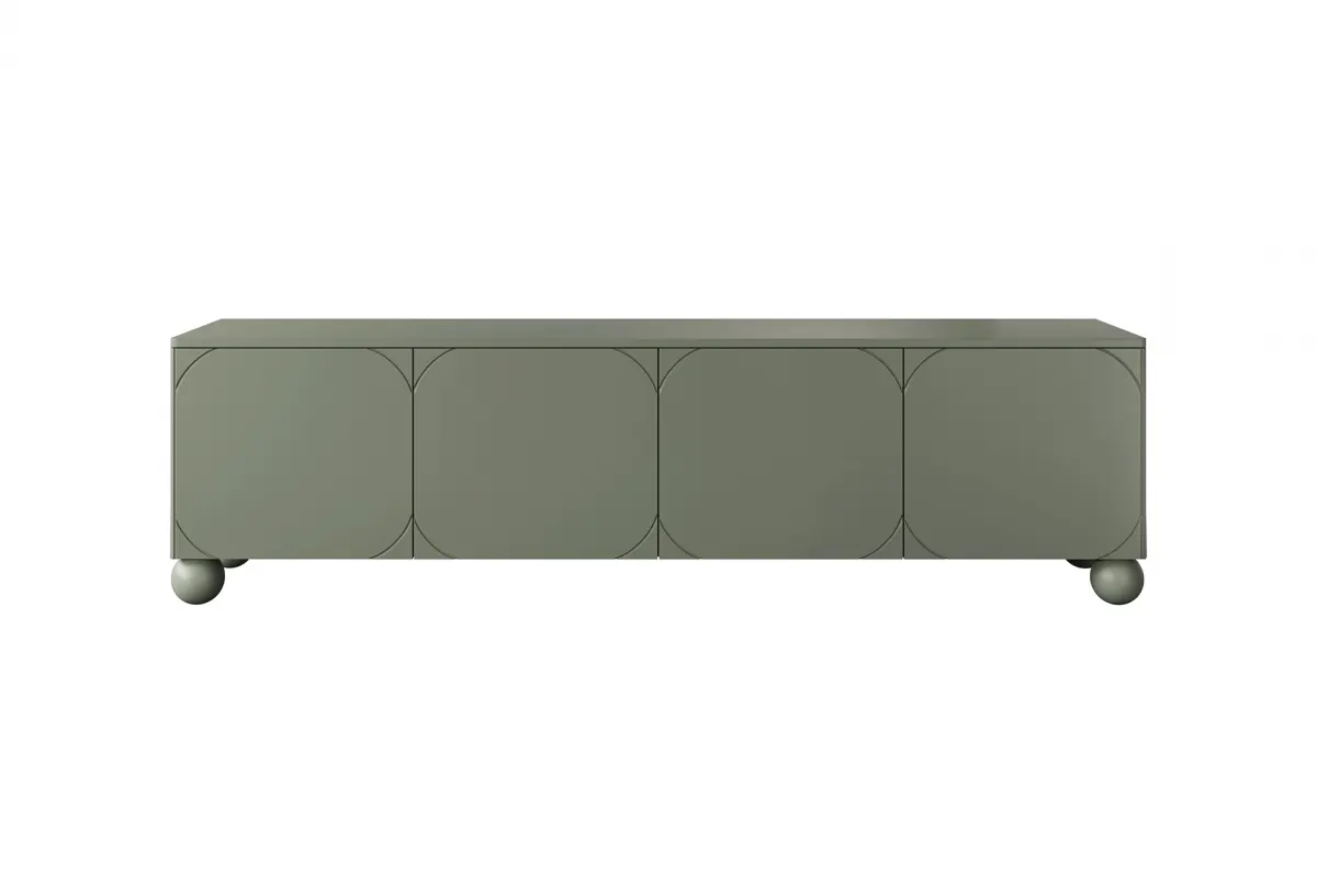 Szafka RTV 4-drzwiowa SONATIA 200cm oliwka nogi kule - B_157236