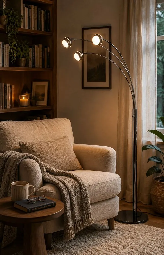 Lampa podłogowa BIARRITZ 3 LED czarny chrom — zdjęcie 4