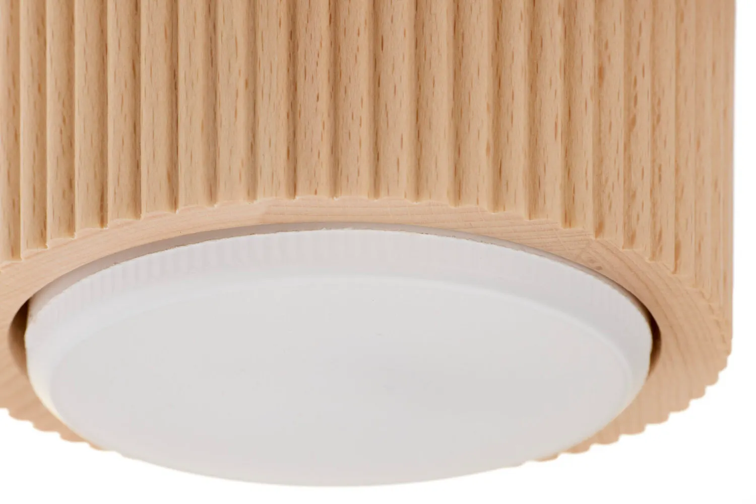 drewniana lampa, korpus drewniany, podstawa biała, etkietowanie, podświetlenie LED