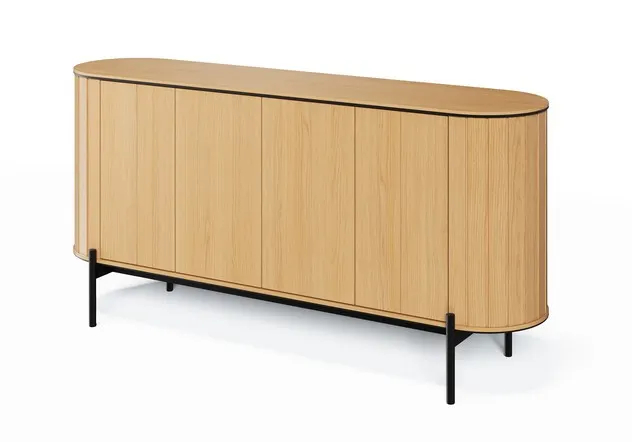 Zaokrąglona komoda 4-drzwiowa Rotto RT-03 168cm dąb vincenza/eukaliptus