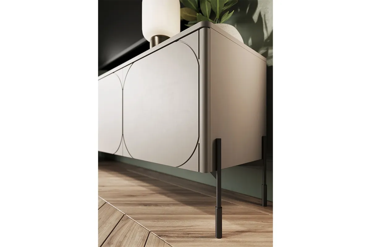 Szafka RTV z szufladą SONATIA 150 - kremowa / czarne nogi - B_149154