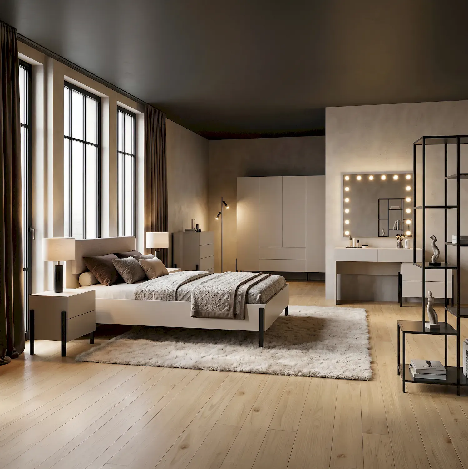 Komoda 2-drzwiowa z 3 szufladami JUKON 184 cm kaszmirowa — zdjęcie 10