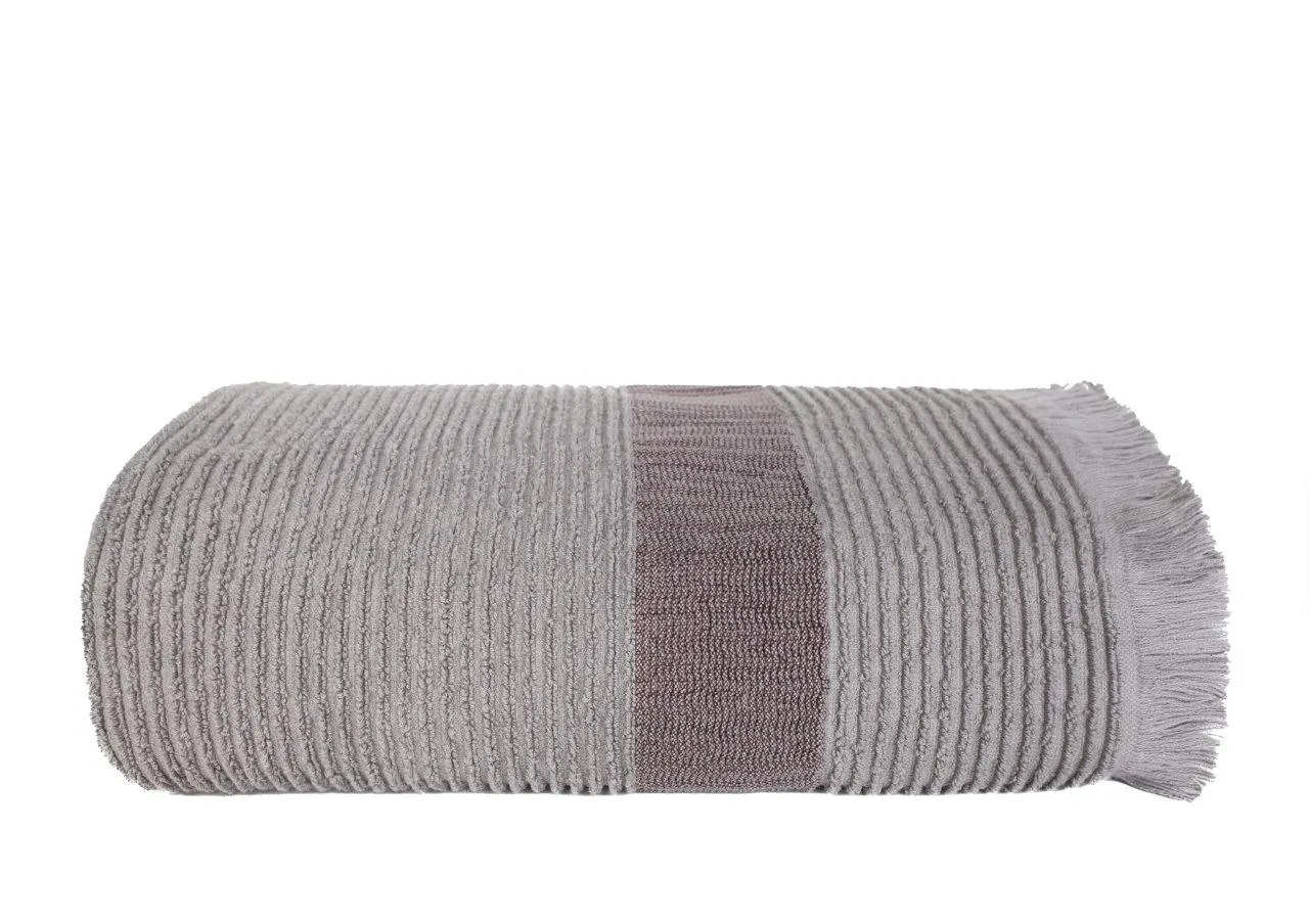 Ręcznik z frędzlami frotte FALA 70x140 gramatura 500 szary Wystrój domu, Poduszka, Dywan, Skarpetka