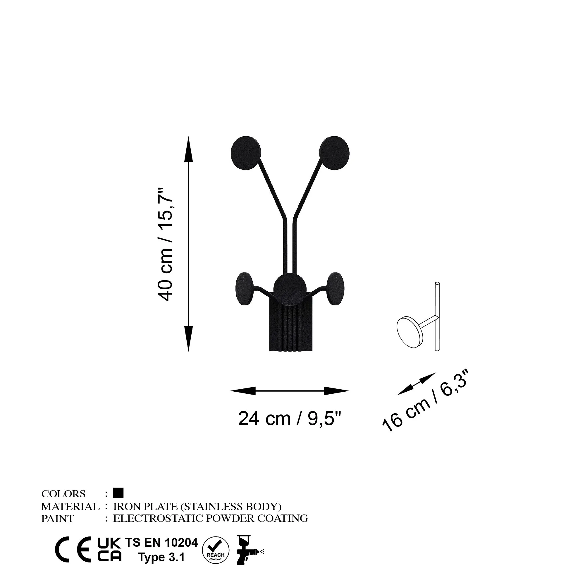 Metalowy haczyk ścienny ŻYRAFA czarny - ASI_494PYT1151