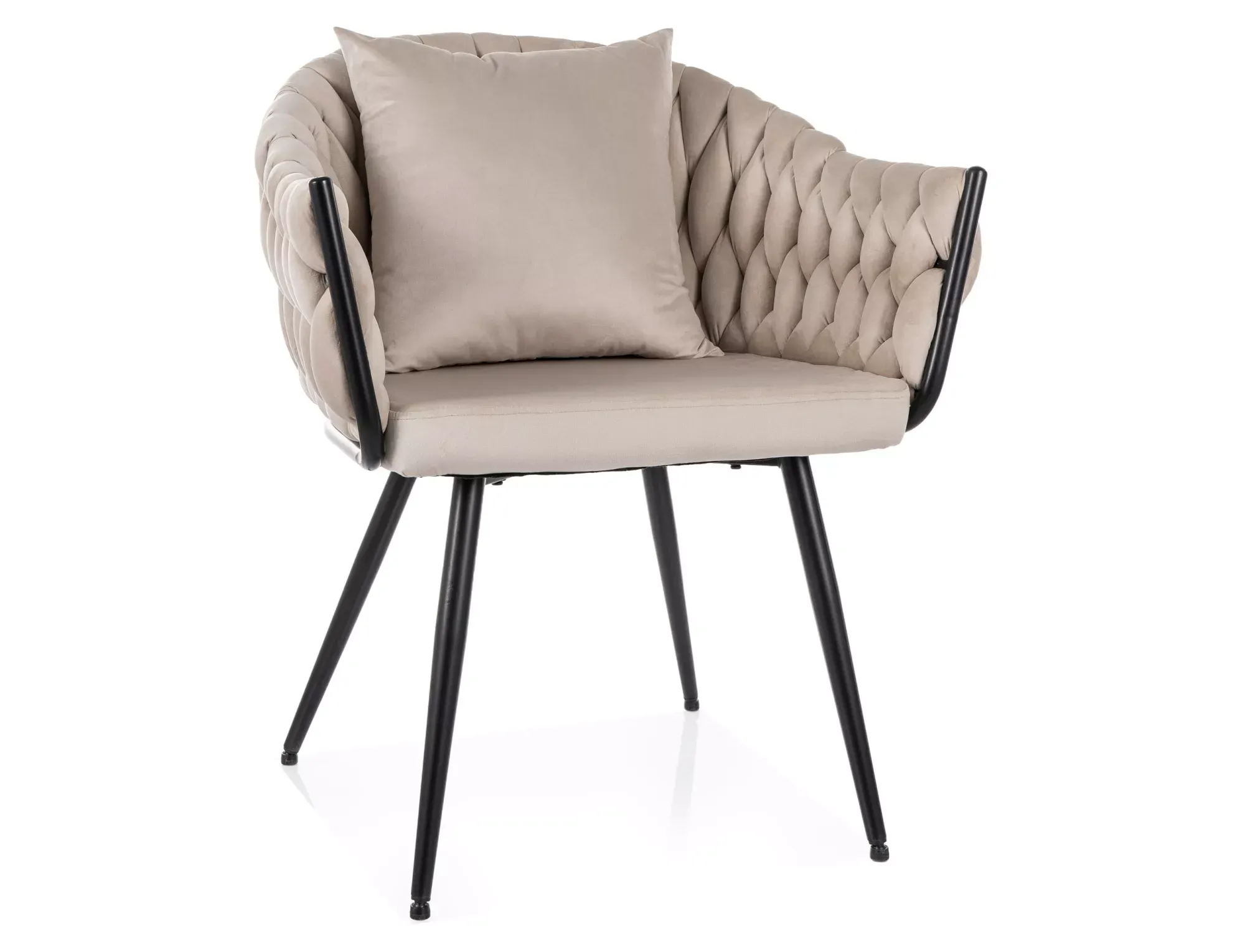 Krzesło tapicerowane NUVO VELVET aksamitne jasnobeżowe/czarne nogi