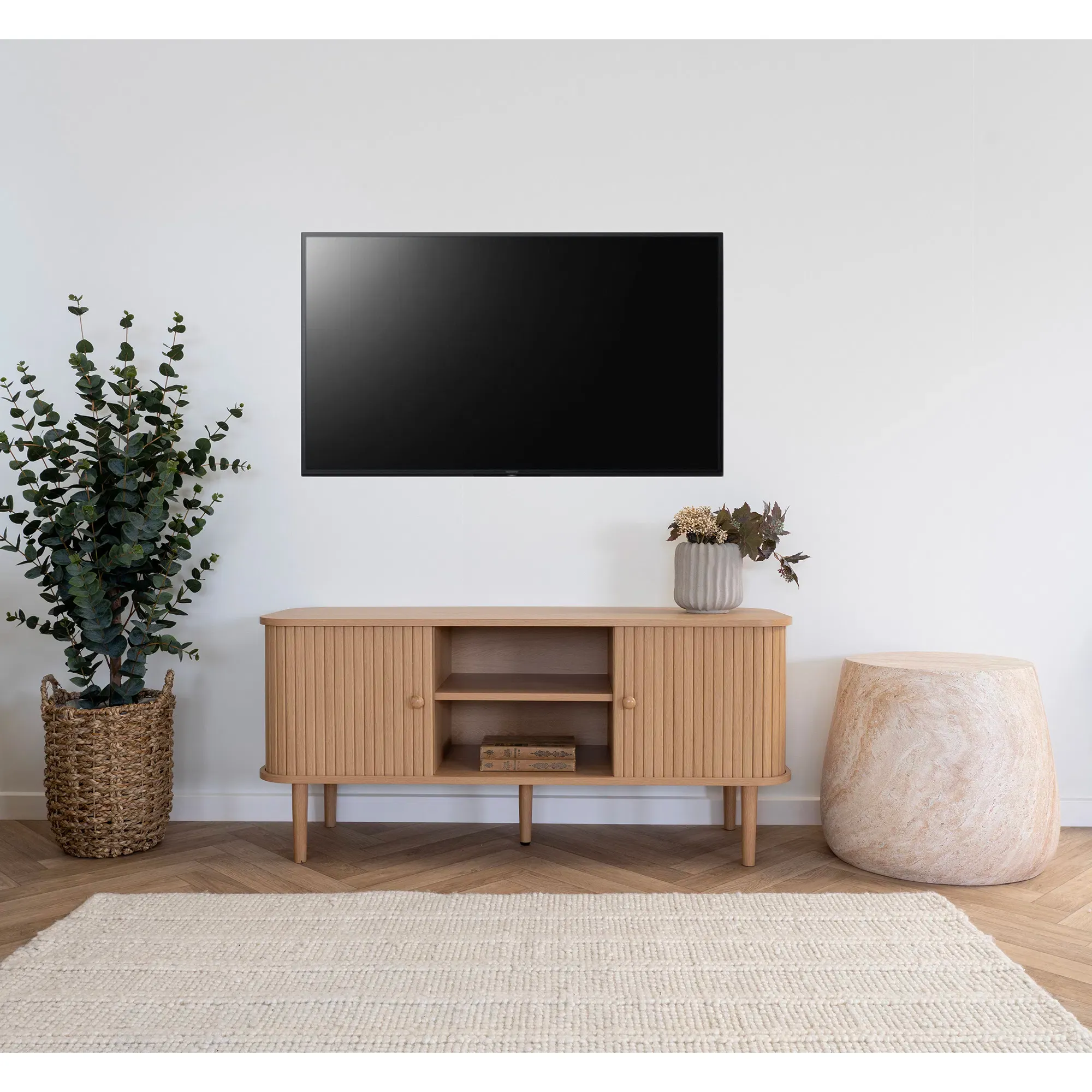 Szafka RTV NIKKO 2-drzwiowa 113x40x52 cm - naturalny