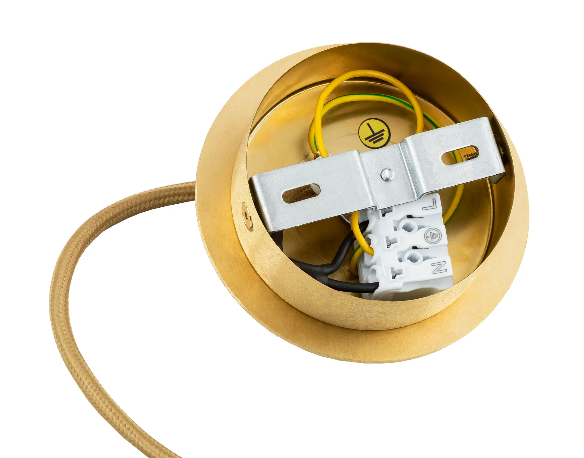 Lampa wisząca ALMIROS mosiądz szczotkowany biało-brązowy marmur 153 cm - 8448