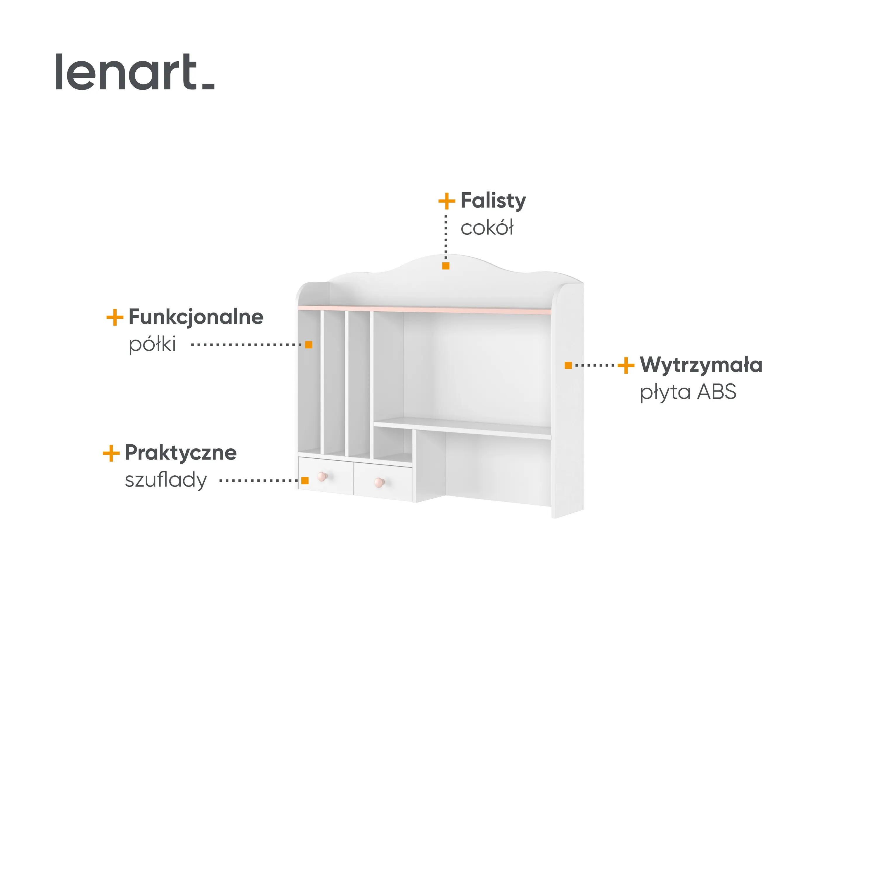 Nadstawka do biurka LUNA LN-04 biało-różowa - LN4BR