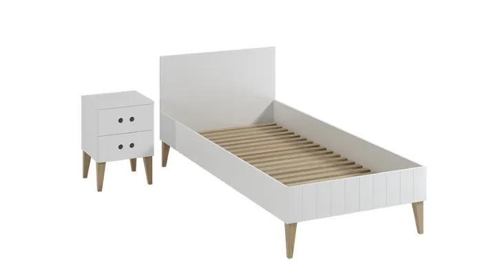 Łóżko z zagłówkiem CUBE 90x200 białe - BAN_CU-9