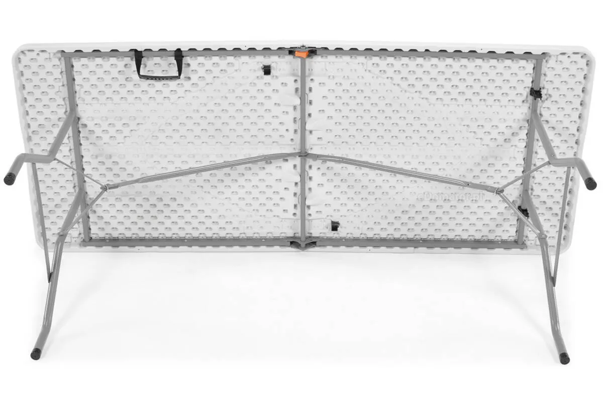 Zestaw mebli cateringowych, składany - stół 180 cm + 8 krzeseł - biały, szary - FE5906480913067