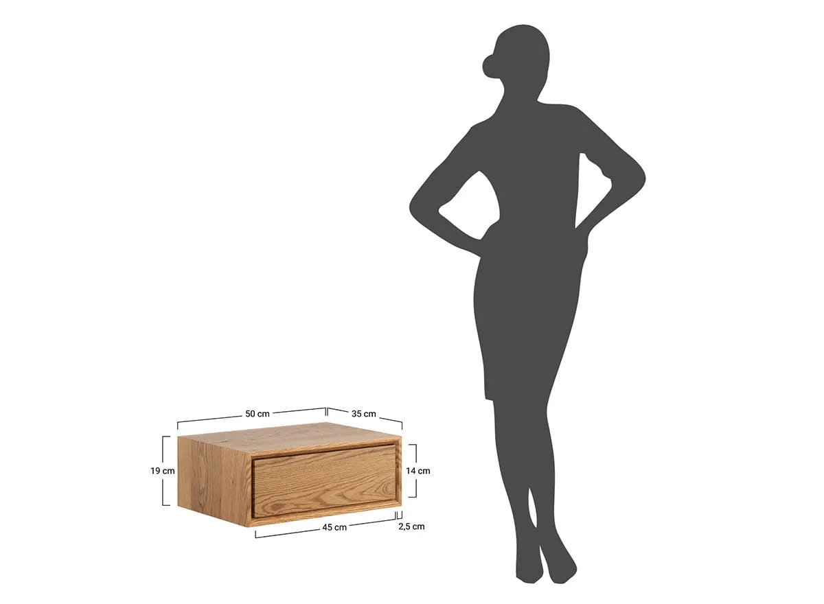 Szafka nocna dębowa wisząca dąb olejowany Adria - PRHADRIA02DO